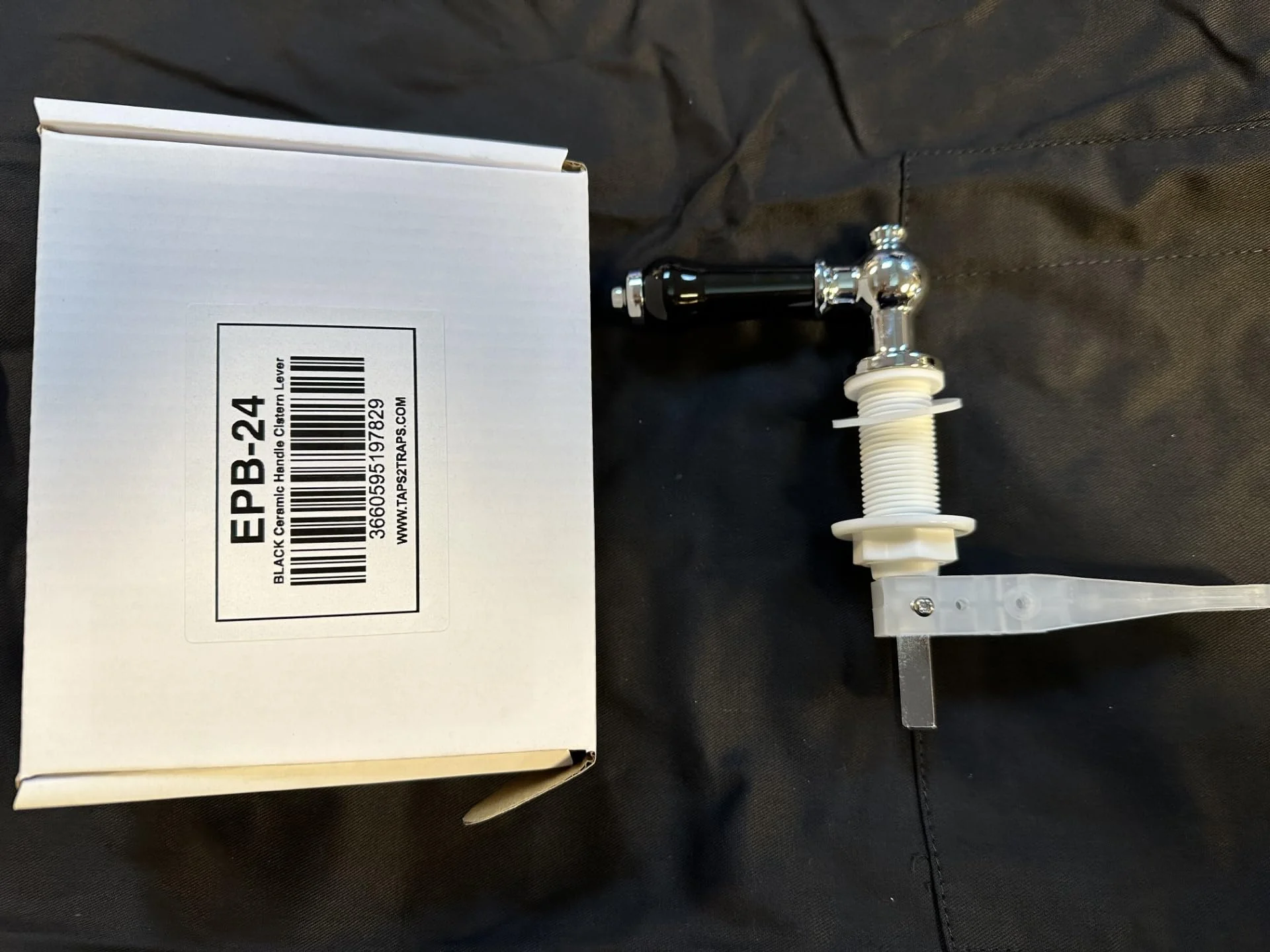 Taps2Traps Designer Black Ceramic Cistern Lever with Chrome Details, Fits Most Cisterns Made - Image 3