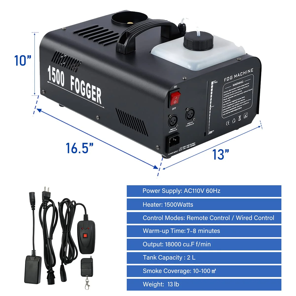 TCFUNDY 1500W Fog Machine 2PCS Vertical Smoke Machine Stage Fogger with Remote control for Halloween Wedding Disco Club Christmas Party DJ Performance - Image 3