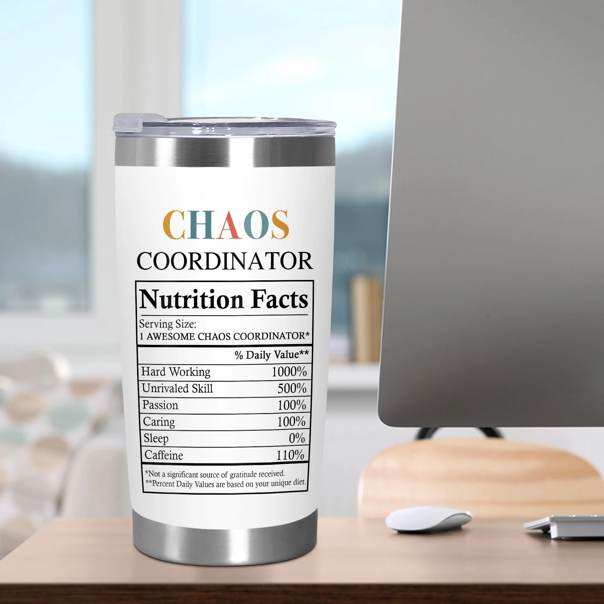 TEEZWONDER Christmas Thank You Gifts For Women - Chaos Coordinator Insulated Coffee Tumbler with Lid 20 oz - Teacher Retirement Appreciation Birthday Gifts for Women Friends Coworkers Boss Employee - Image 3