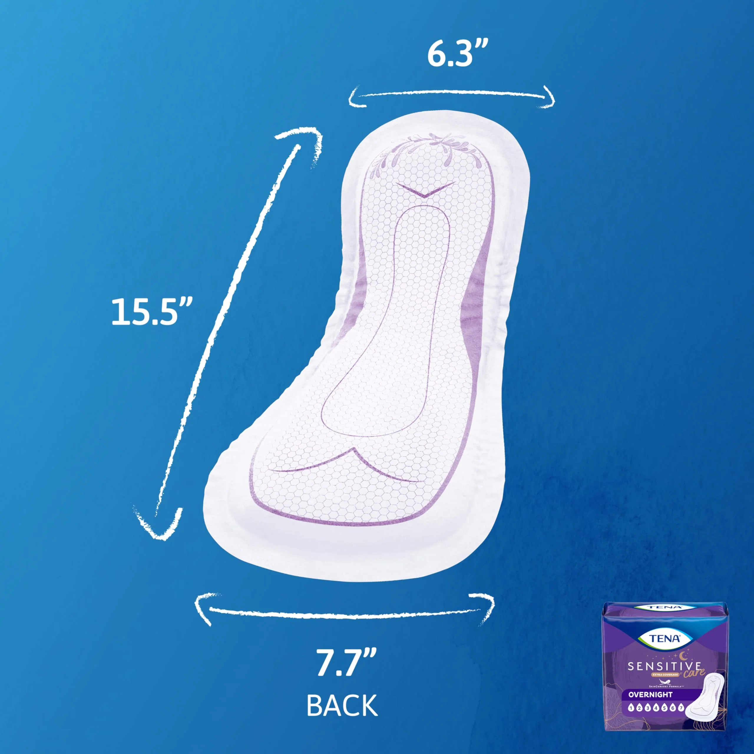 TENA Sensitive Care Incontinence Pads, Bladder Control, Postpartum for Women, Overnight Absorbency, Extra Coverage, 135 Count - Image 6