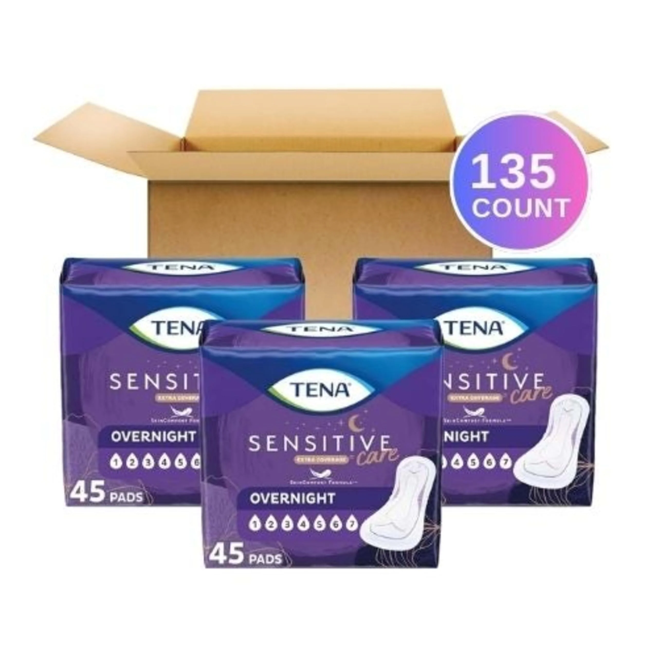 TENA Sensitive Care Incontinence Pads, Bladder Control, Postpartum for Women, Overnight Absorbency, Extra Coverage, 135 Count - Image 8