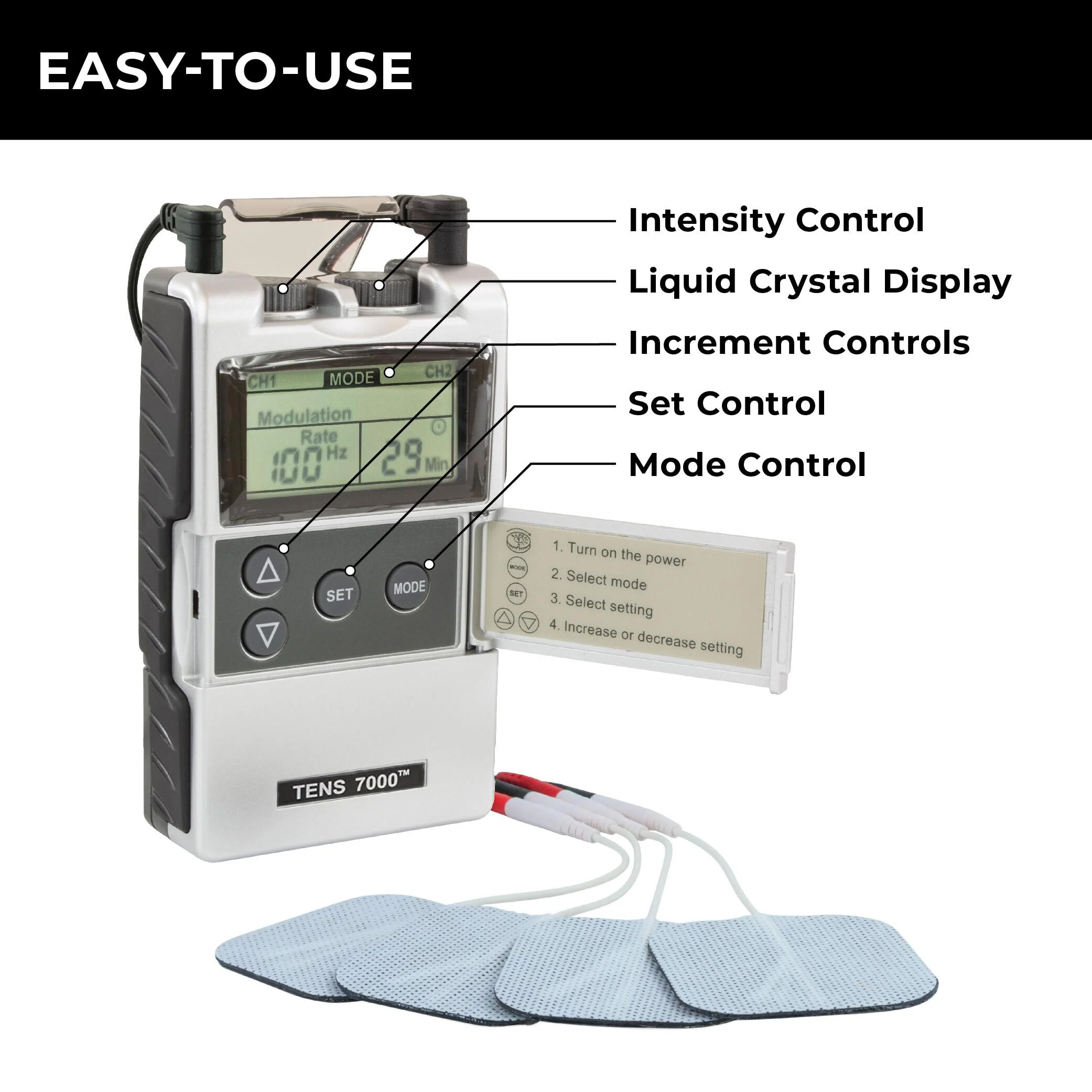 TENS 7000 Digital TENS Unit with Accessories - Muscle Stimulator Machine for Back Pain Relief, Sciatica, Neck, Nerve, Shoulder, Hip, Elbow, Muscle Pain Relief - Image 6