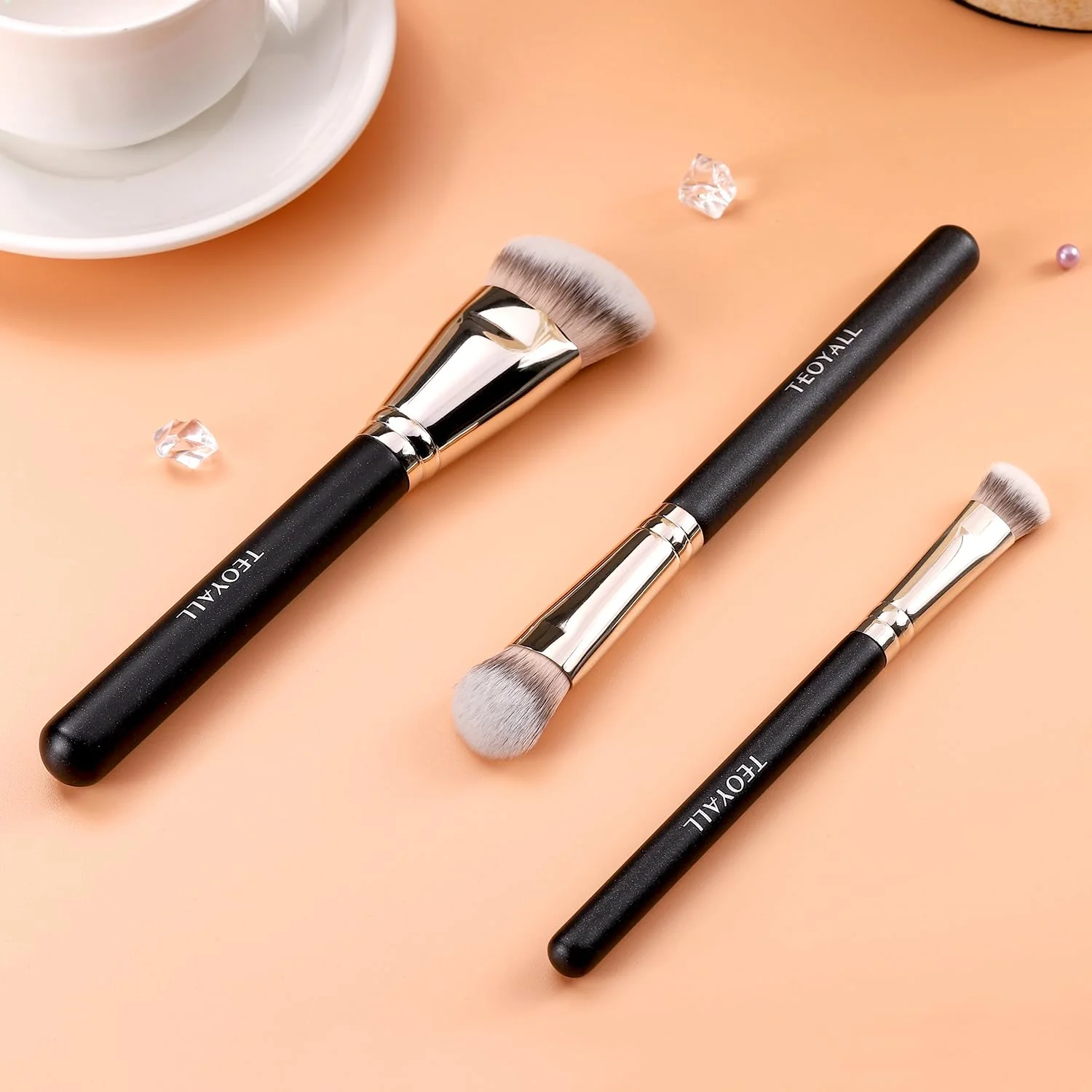 TEOYALL Flat Angled Brushes, Flawless Foundation Brush Under Eye Concealer Brush Bronzer Brush with Liquid Cream Powder - Image 3