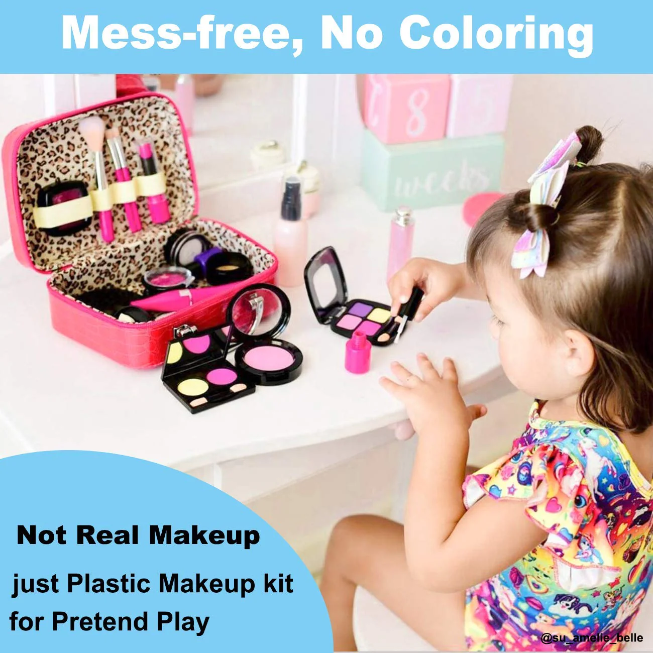 Tepsmigo Pretend Makeup Kit for Girls, Kids Pretend Play Makeup Set - with Cosmetic Bag for Birthday Christmas, Toy Makeup Set for Toddler, Little Girls Age 3+(Not Real Makeup) - Image 2