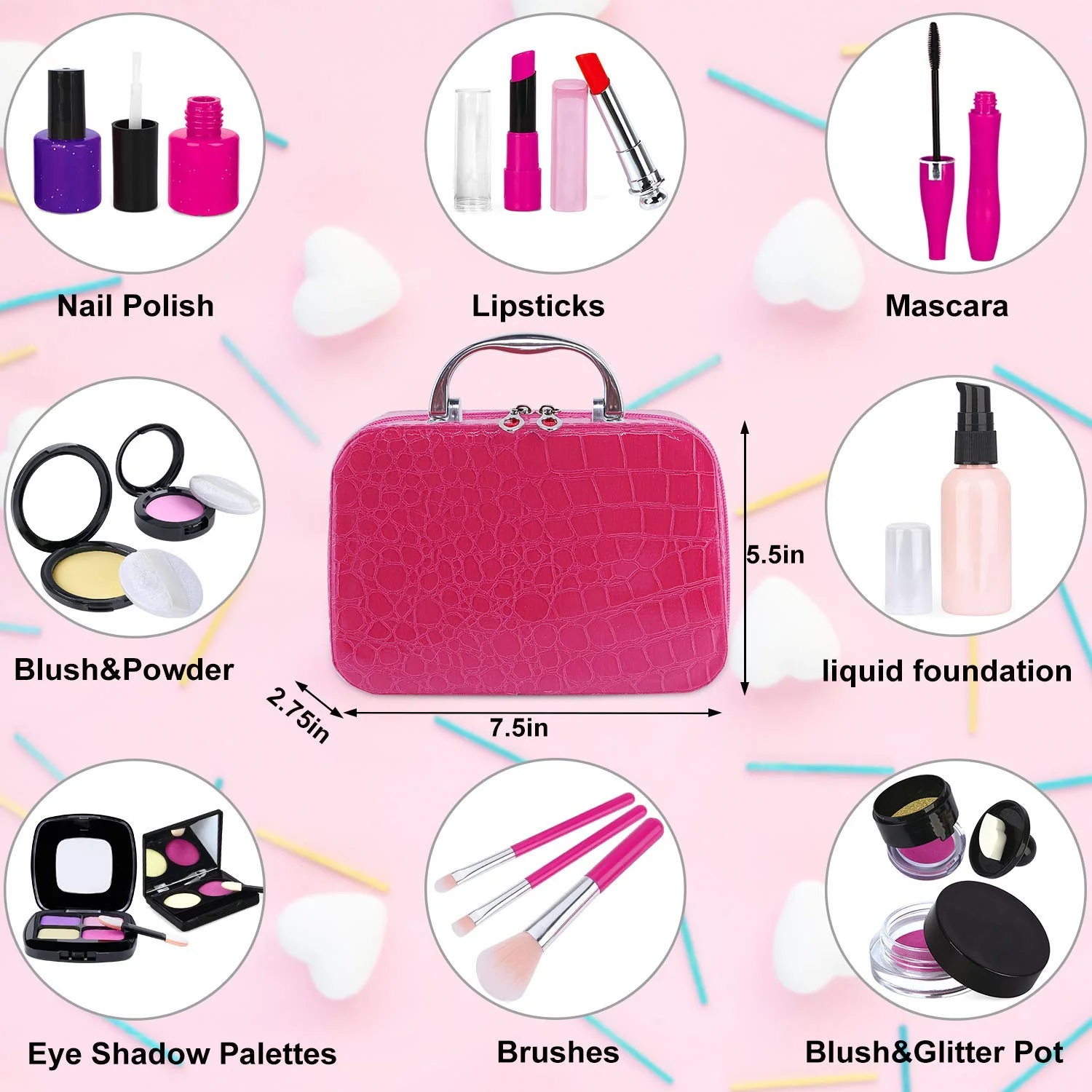 Tepsmigo Pretend Makeup Kit for Girls, Kids Pretend Play Makeup Set - with Cosmetic Bag for Birthday Christmas, Toy Makeup Set for Toddler, Little Girls Age 3+(Not Real Makeup) - Image 5