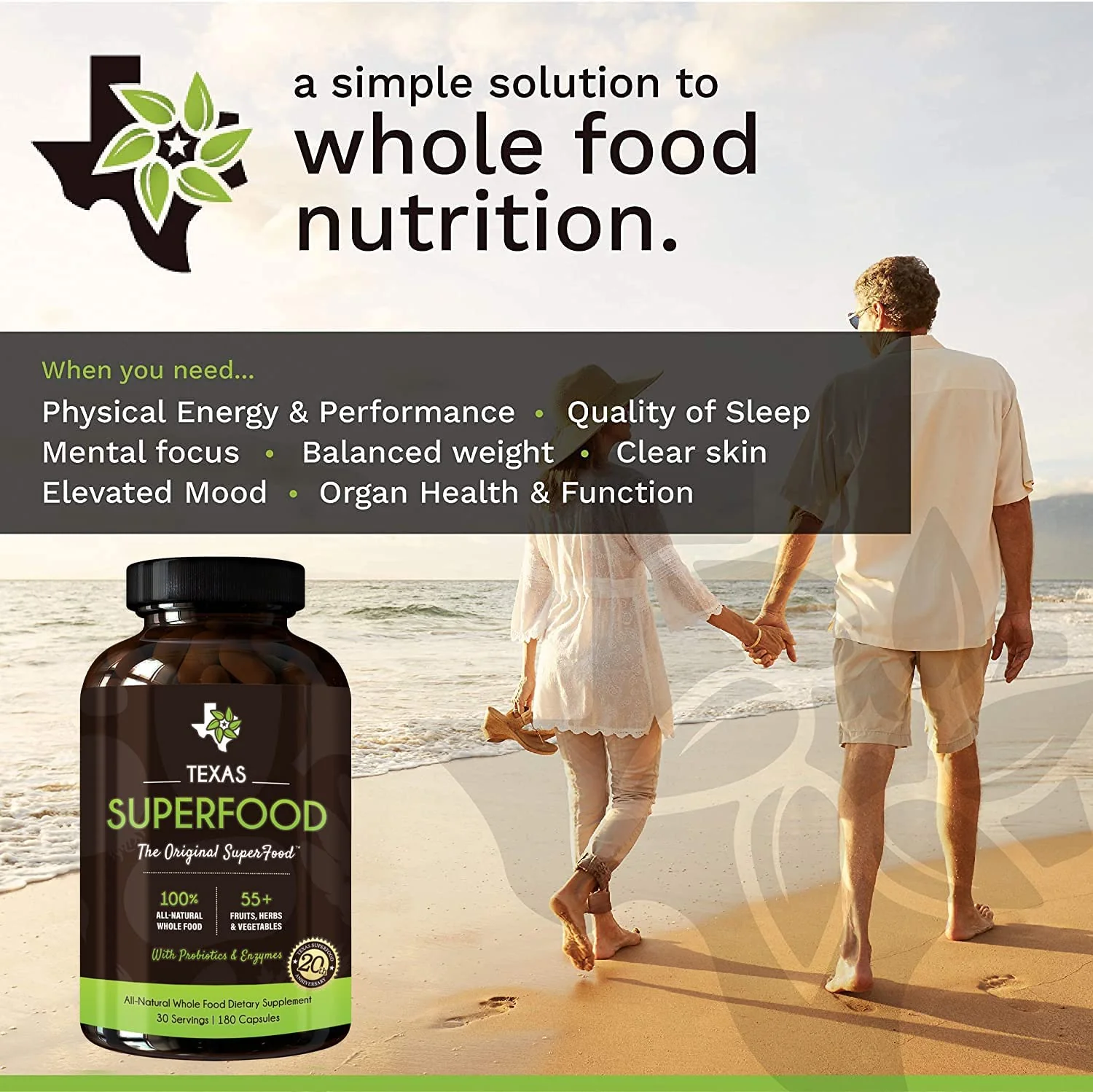 Texas SuperFood - Original Superfood Capsules, Superfood Reds and Greens, All-Natural Whole Food Dietary Supplement, Non-GMO, Gluten Free, Vegan, No Soy, 180 Capsules - Image 4