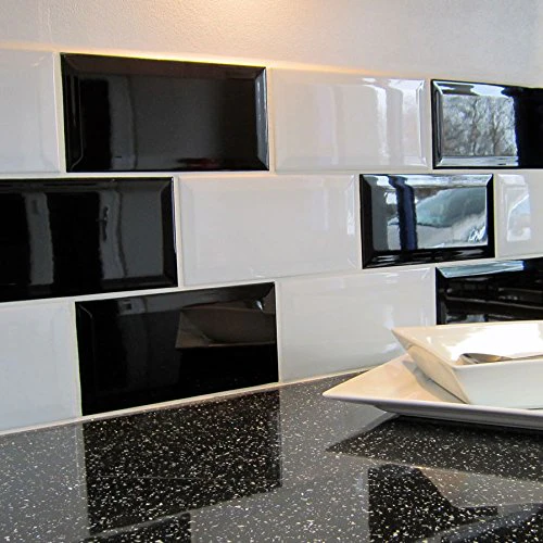 The Bath People 24648 Metro Bevelled Edge Brick Glossy Wall Kitchen Bathroom Tiles, Black-(100mm x 200mm) - Image 5