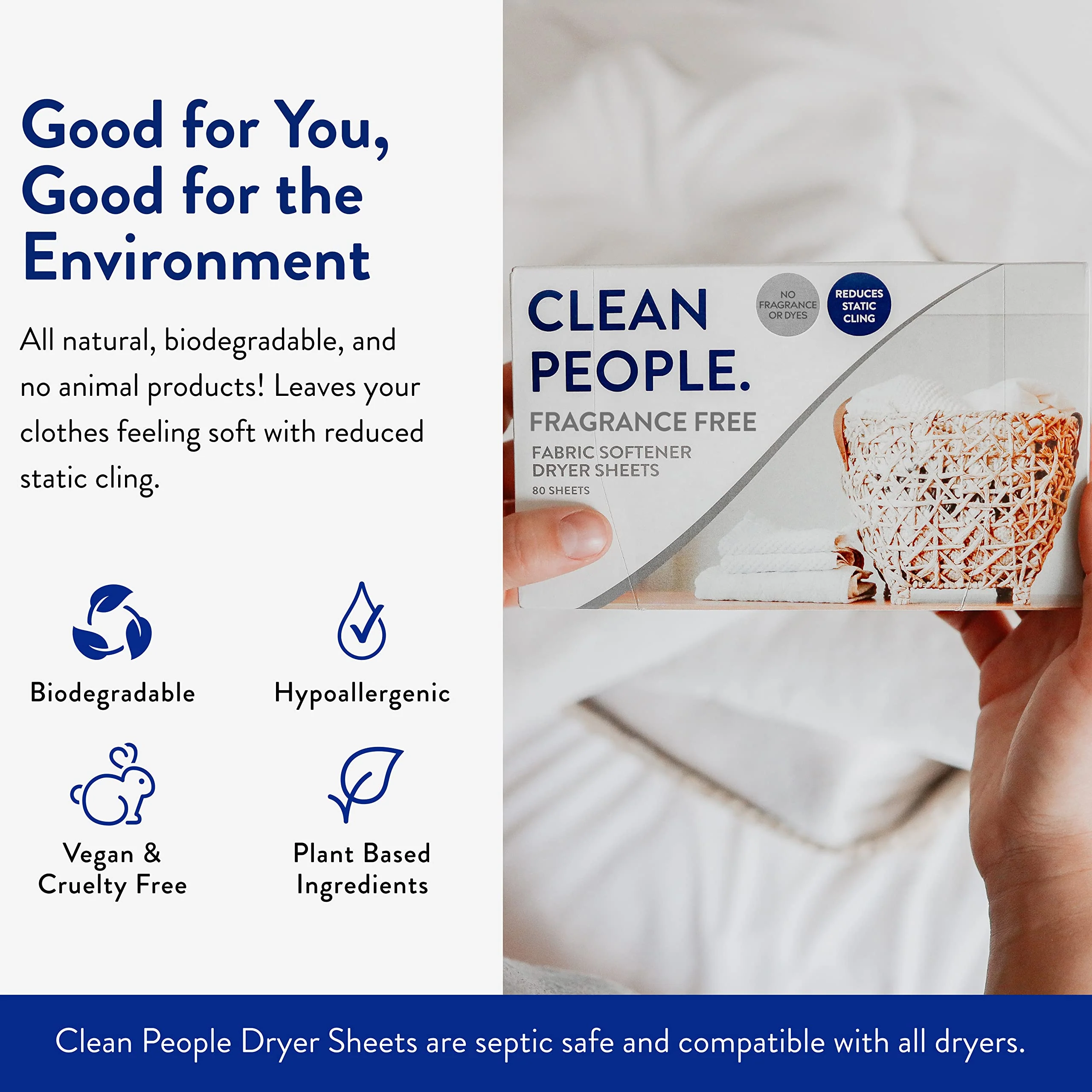 The Clean People Fabric Softener Sheets - Dryer Sheets - Softens & Removes Static Cling - Vegan Laundry Softener, Essential Oils - Fragrance Free 360 Pack - Image 6