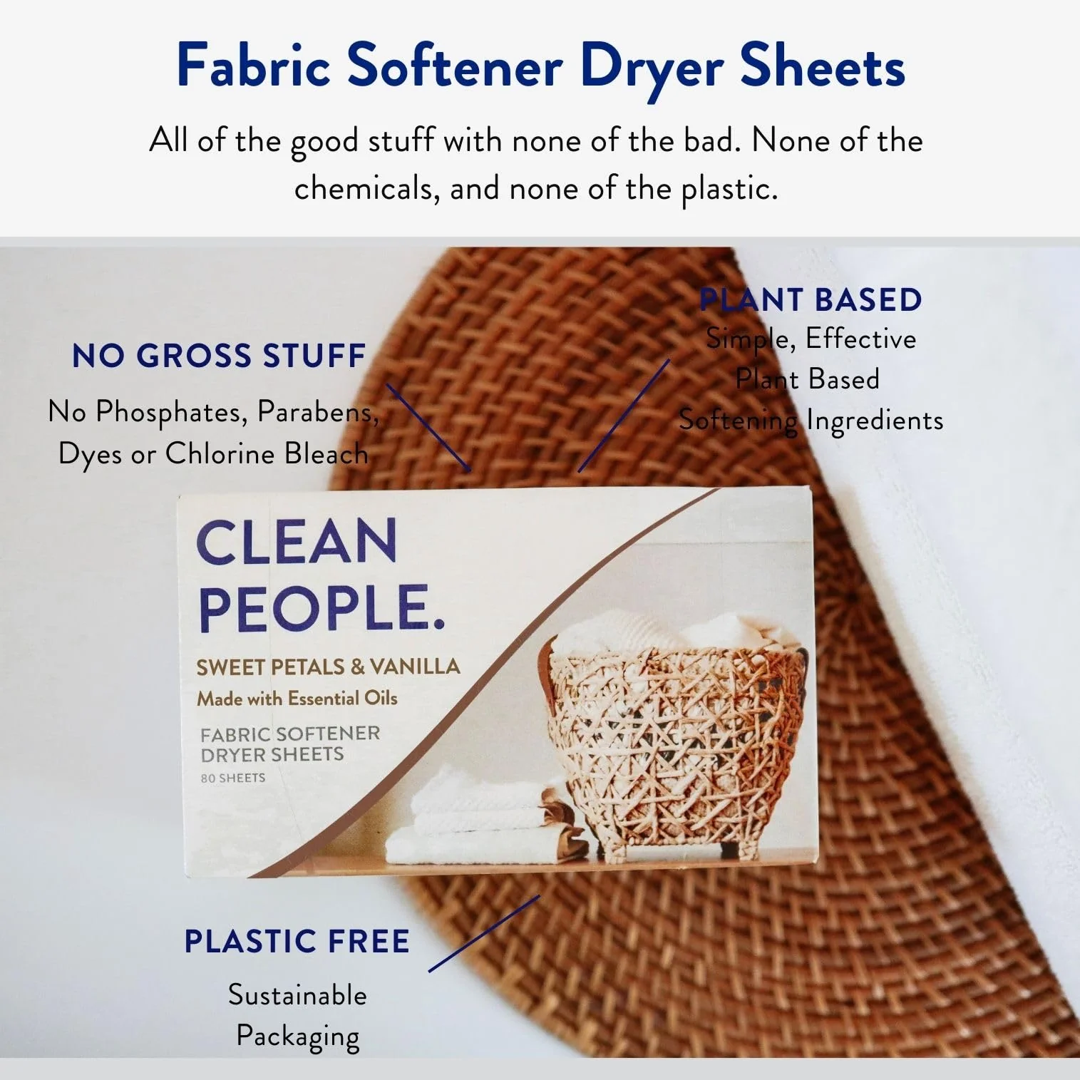 The Clean People Fabric Softener Sheets - Dryer Sheets - Softens & Removes Static Cling - Vegan Laundry Softener, Essential Oils - Sweet Petals & Vanilla 240 Pack - Image 5