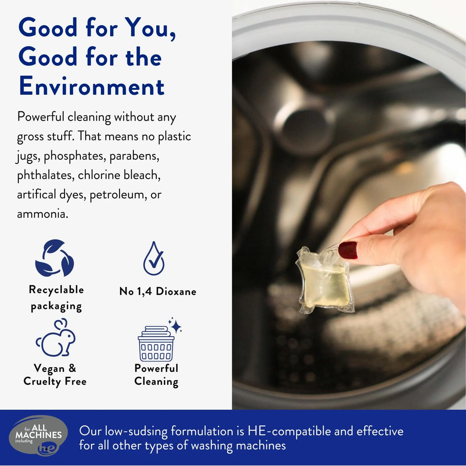 The Clean People Fragrance Free Laundry Detergent Pods - Hypoallergenic Laundry Pods - Ultra Concentrated, Recyclable Packaging, Stain Fighting - Fragrance Free, 96 Pack - Image 6