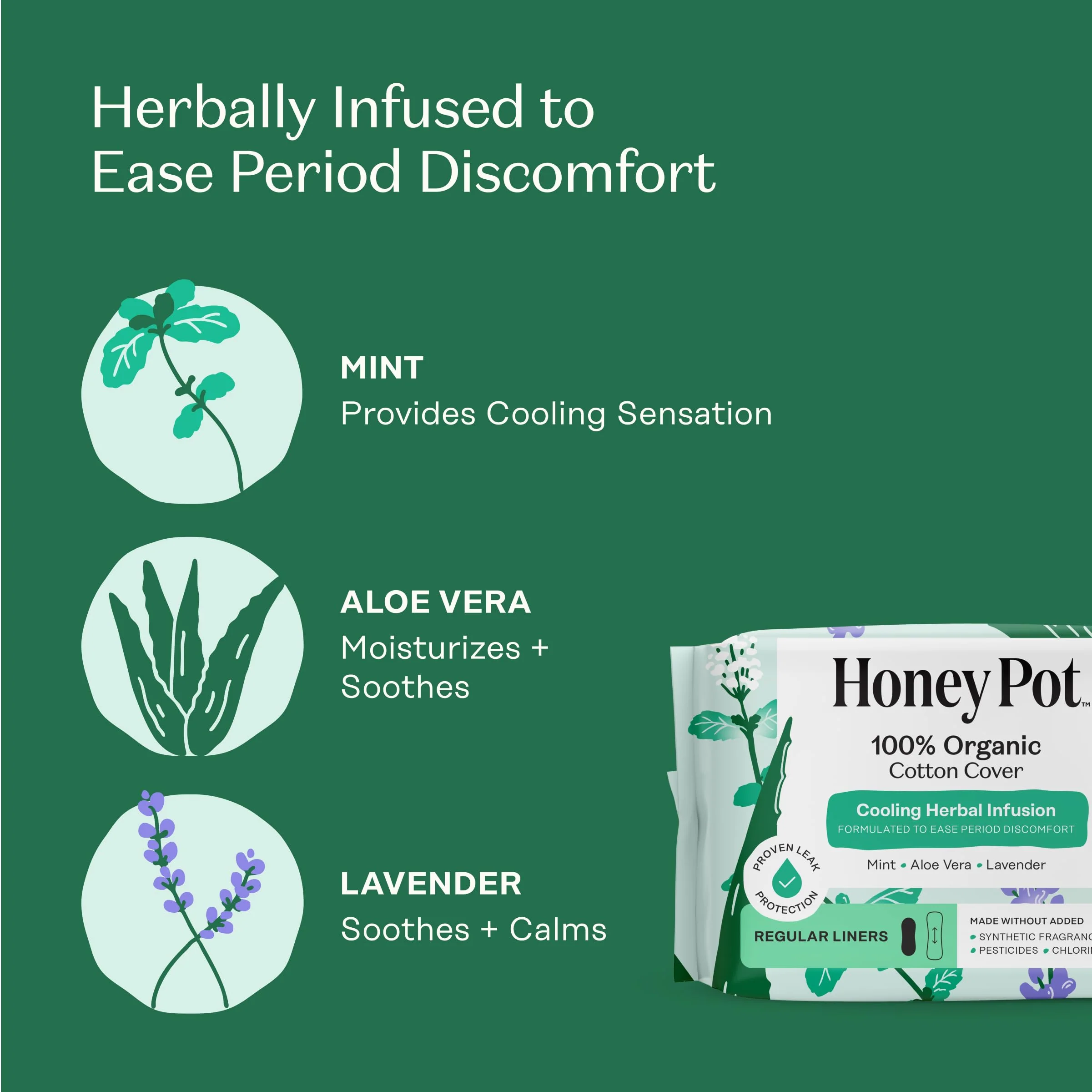 The Honey Pot Company - 120 ct - Herbal Everyday Panty Liners for Women - Infused w/Essential Oils for Cooling Effect & Organic Cotton Cover - Feminine Care - FSA & HSA Eligible - Image 8