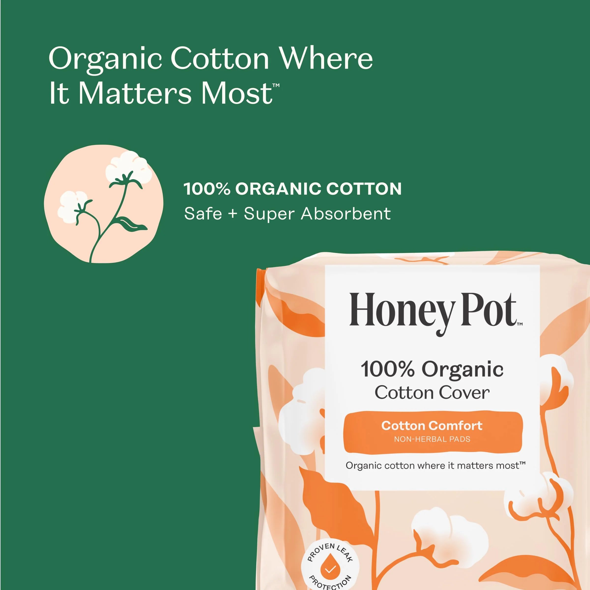 The Honey Pot Company - 48ct - Sanitary Pads for Women - Non-Herbal Overnight w/Wings - Organic Cotton Cover & Ultra-Absorbent Pulp Core - Feminine Care - FSA & HSA Eligible - Image 8