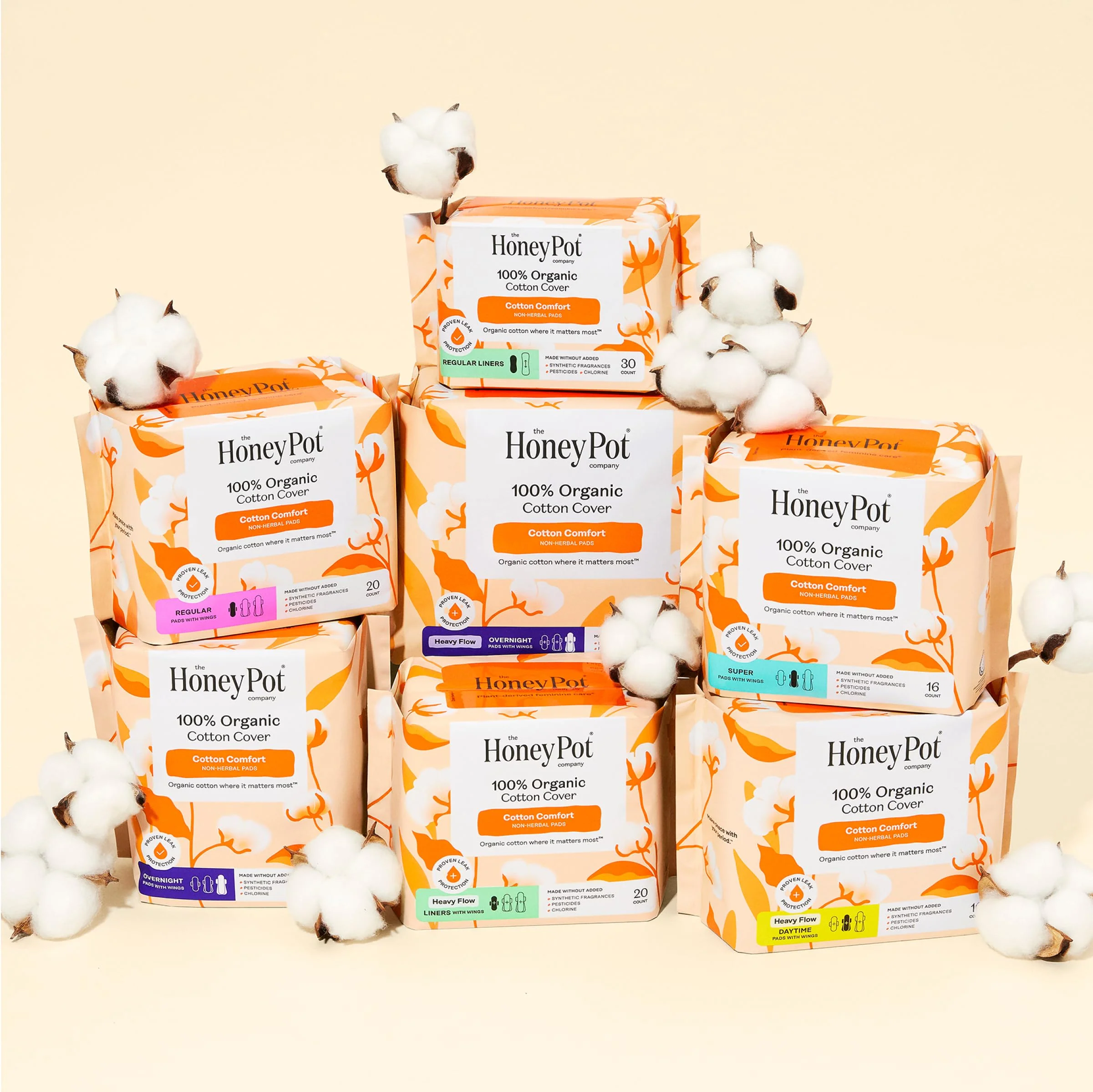 The Honey Pot Company - 64ct - Sanitary Pads for Women - Non-Herbal Super w/Wings - Organic - Cotton Cover, & Ultra-Absorbent Pulp Core - Feminine Care - FSA & HSA - Image 2