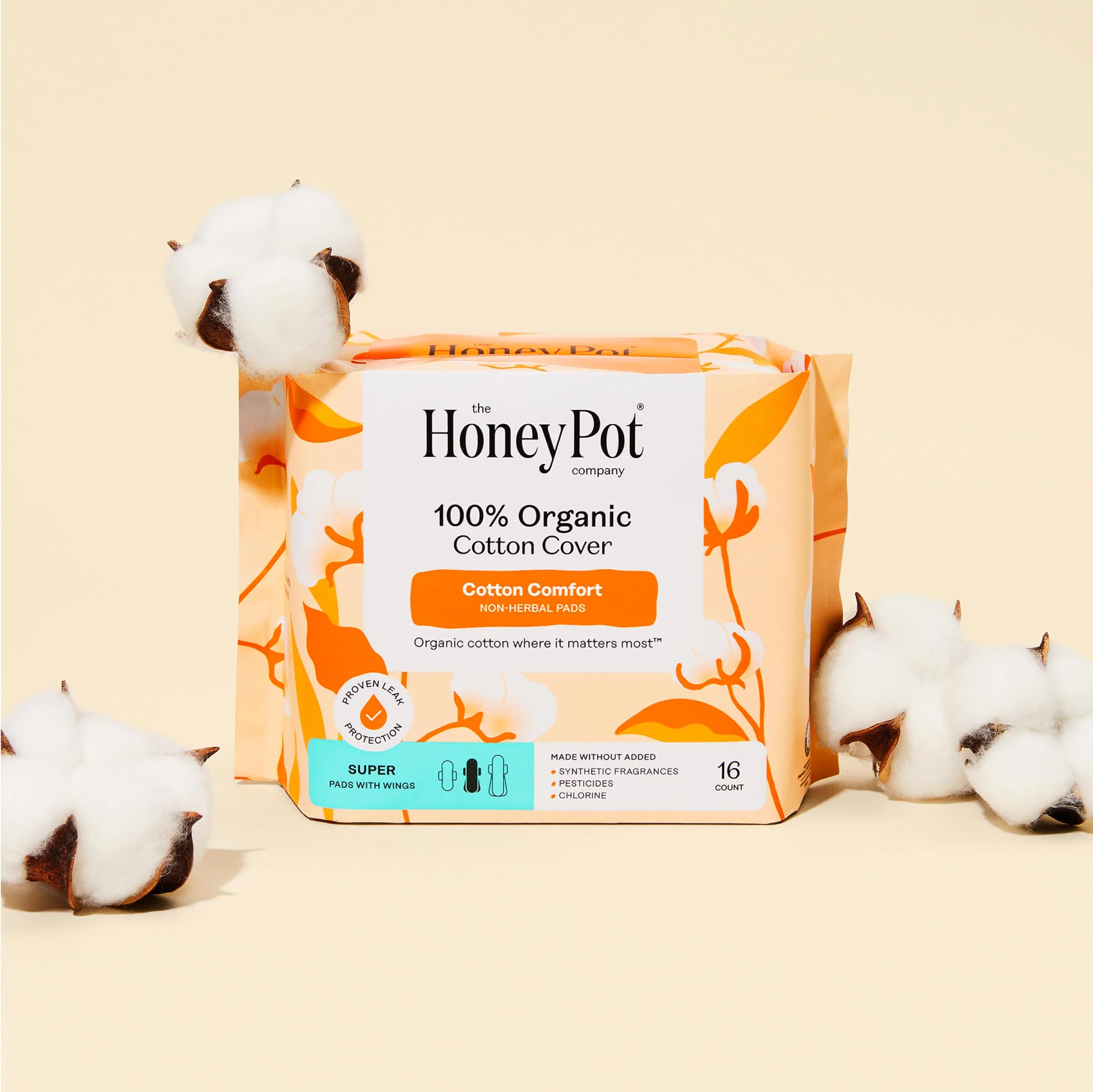 The Honey Pot Company - 64ct - Sanitary Pads for Women - Non-Herbal Super w/Wings - Organic - Cotton Cover, & Ultra-Absorbent Pulp Core - Feminine Care - FSA & HSA - Image 3