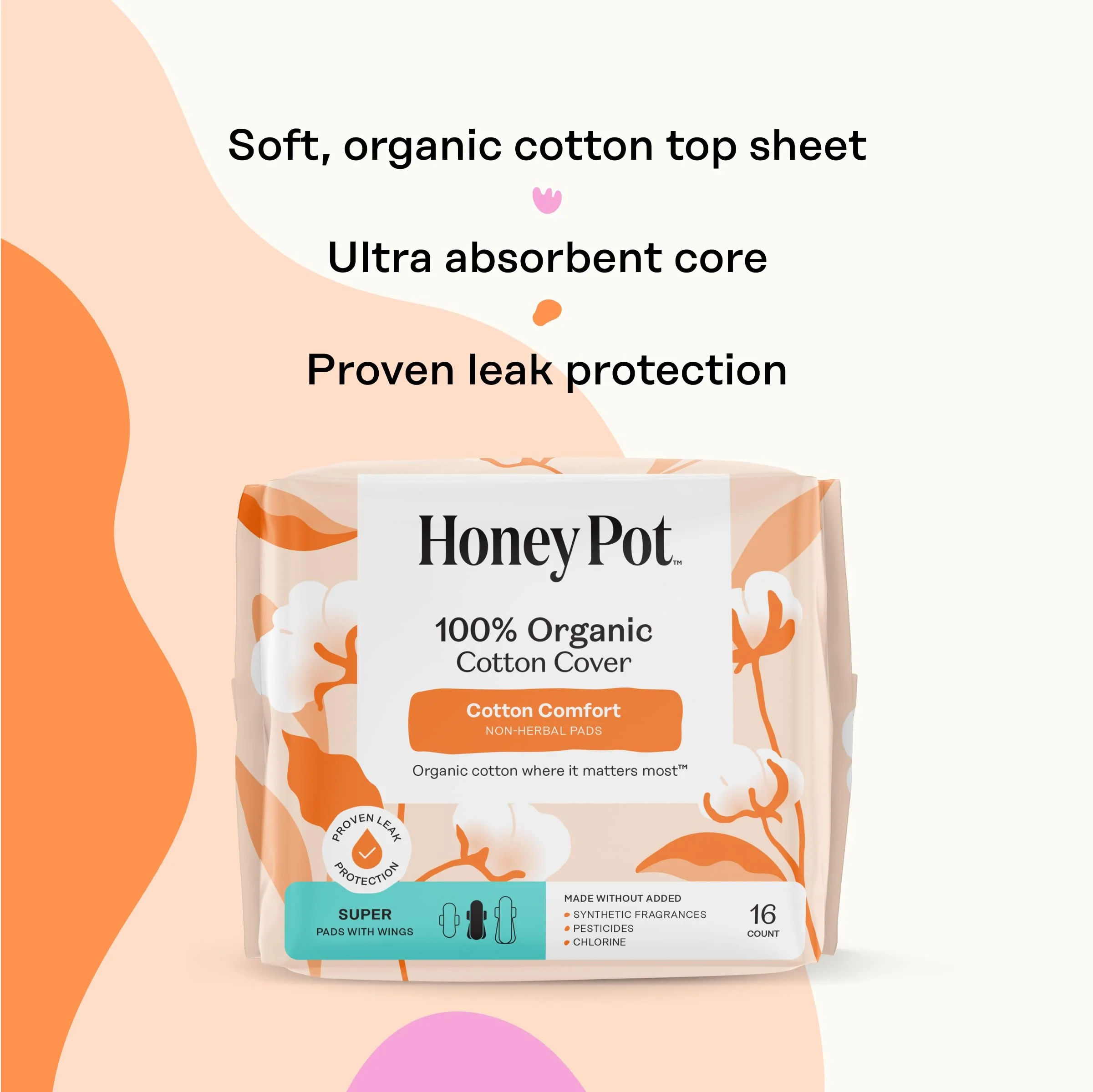 The Honey Pot Company - 64ct - Sanitary Pads for Women - Non-Herbal Super w/Wings - Organic - Cotton Cover, & Ultra-Absorbent Pulp Core - Feminine Care - FSA & HSA - Image 7