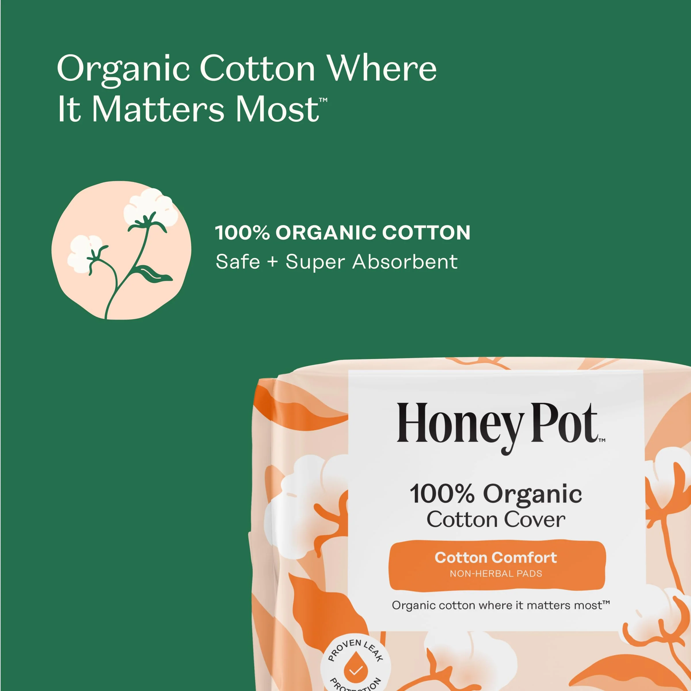 The Honey Pot Company - 64ct - Sanitary Pads for Women - Non-Herbal Super w/Wings - Organic - Cotton Cover, & Ultra-Absorbent Pulp Core - Feminine Care - FSA & HSA - Image 8