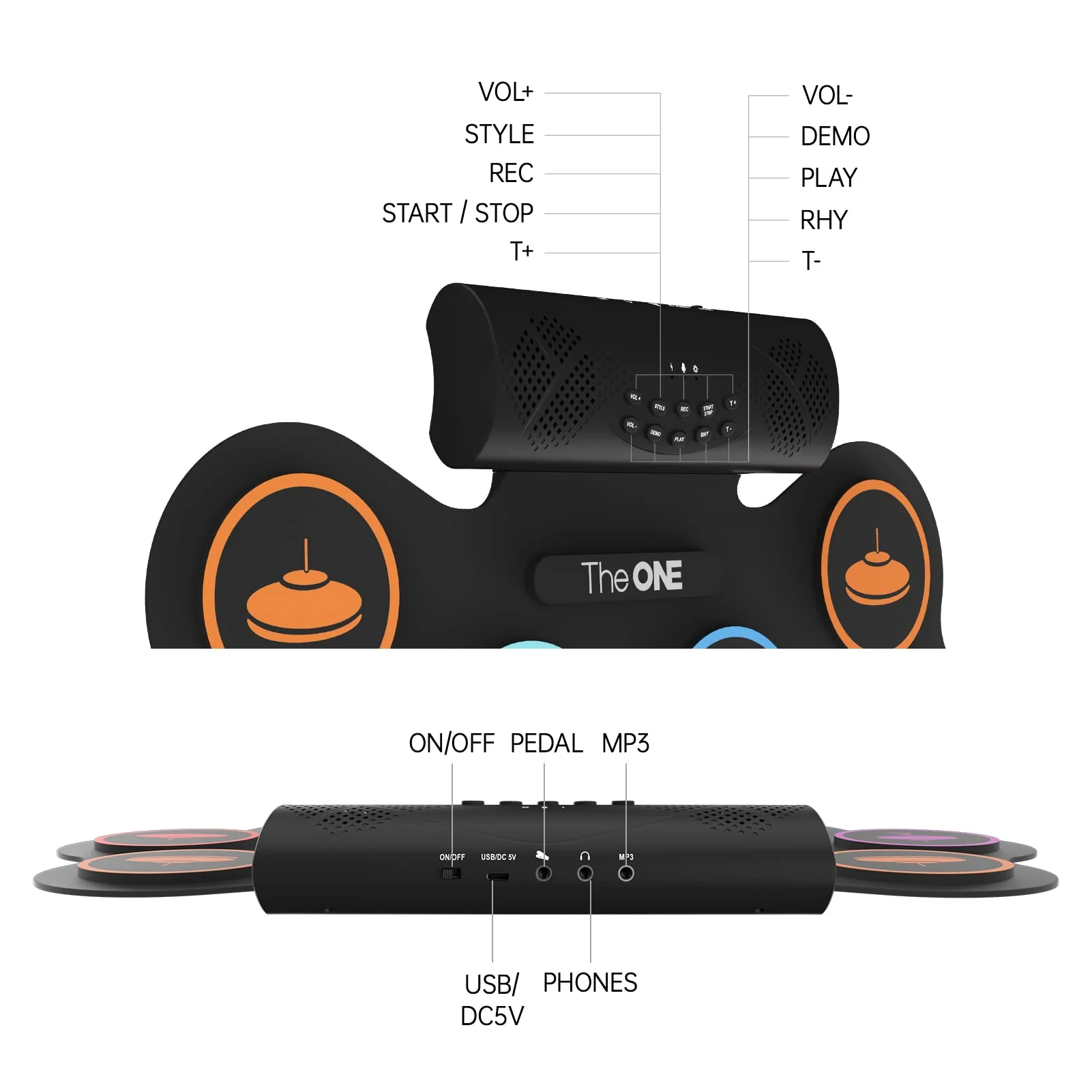 The ONE Electronic Drum Set 9 Pads Roll Up Drum Kit With Free App, Dual Built-in Speakers, Drum Sticks Pedals, Bluetooth MIDI, Great Christmas & Birthday Gift For Kids and Beginners - Image 3