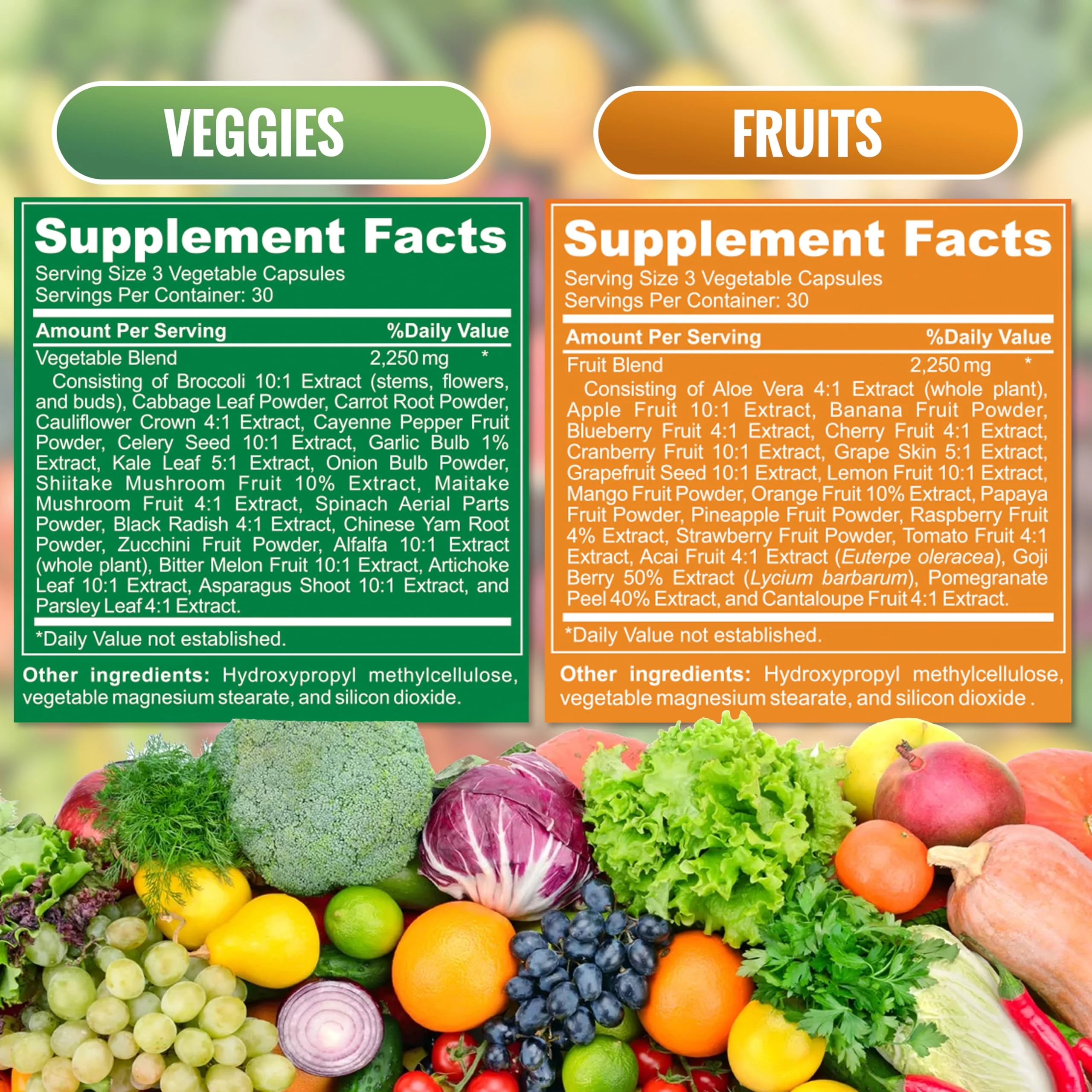 The Vitamin Kitchen Fruit and Veggie Supplements-90 Fruits, 90 Veggies Capsules to Boost Energy Level - Whole Food Fruits and Vegetable from Super Foods - Made in USA - Soy & Vegan Free (Pack of 2)… - Image 5