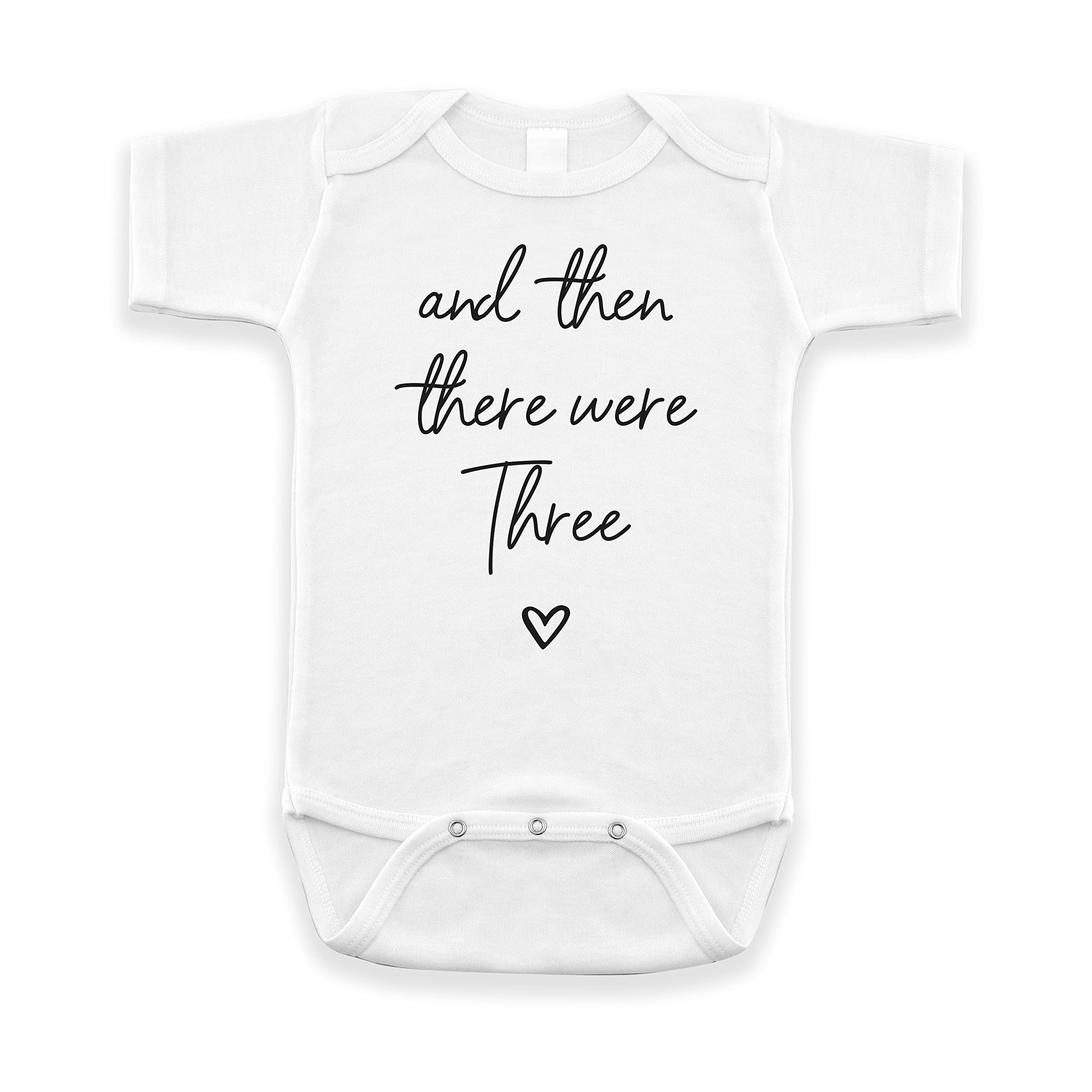 Then There Were Three Pregnancy Announcement Infant Bodysuit for Grandparents, Family and Friends (0-3 months, White)