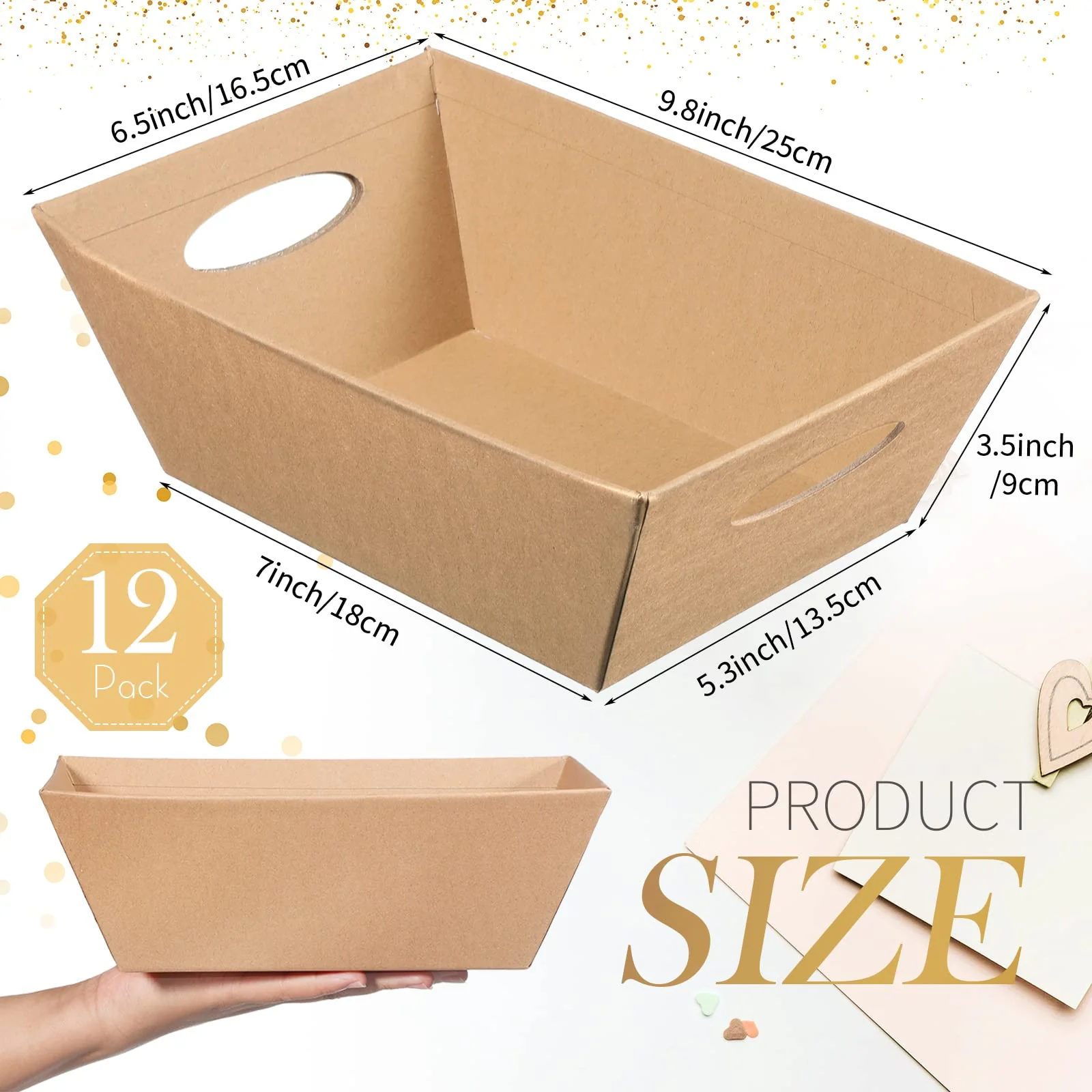 Thenshop 44 Pcs Basket for Gifts Empty Gift Basket Bulk Include 12 Cardboard Tray 12 Plastic Bags and 20 Pull Bows for Christmas Fall Halloween Birthday Wedding Party DIY Wrapping(Solid,Khaki) - Image 7