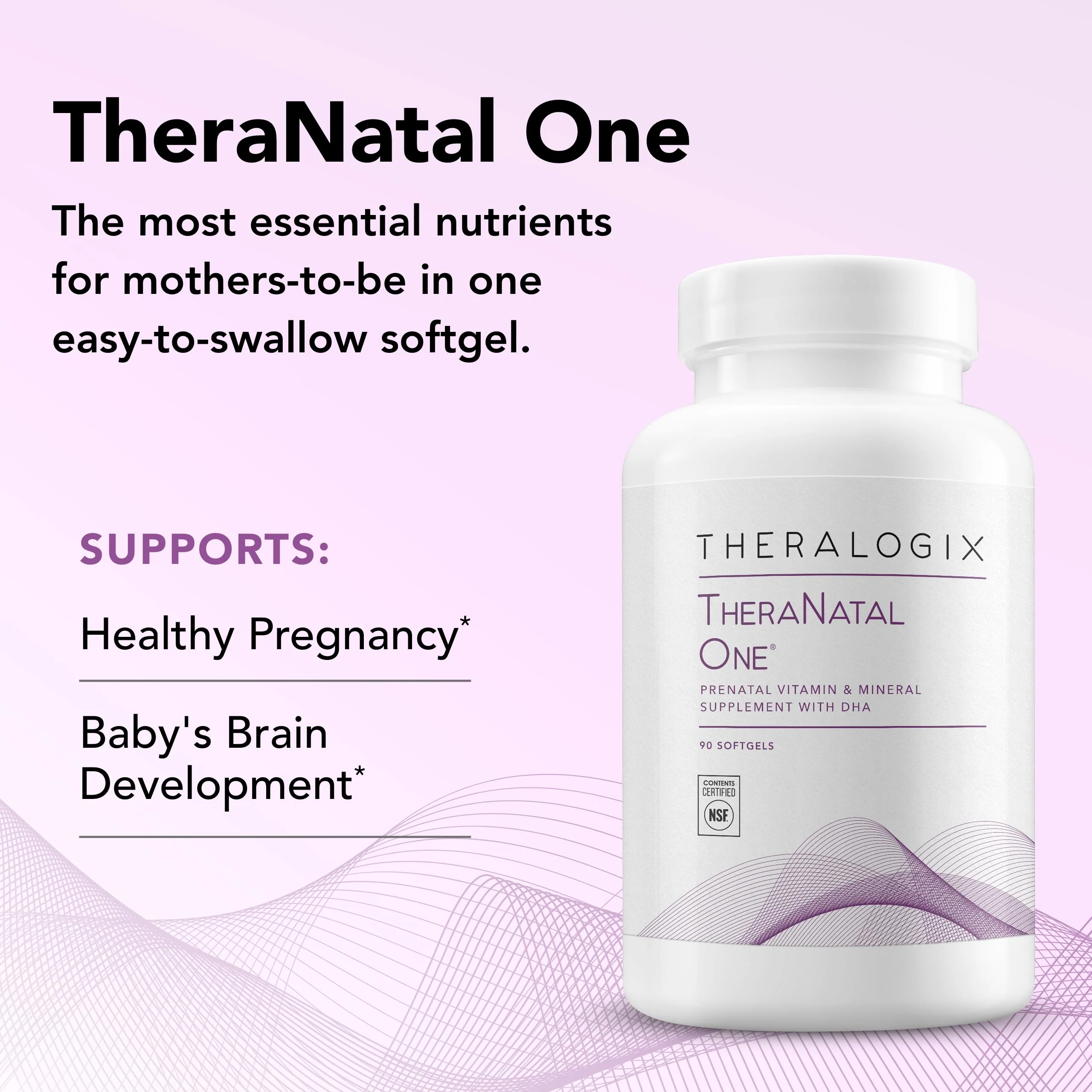 Theralogix TheraNatal One Prenatal Vitamin - 90-Day Supply - Prenatal Multivitamin with DHA, Vitamin D3, Methylated Folate, Iron & More to Support a Healthy Pregnancy* - NSF Certified - 90 Softgels - Image 4