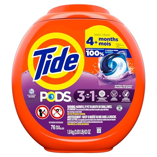 Tide PODS Liquid Laundry Detergent Soap Pacs, HE Compatible, Powerful 3-in-1 Clean in one Step, Built in Stain Removers, Spring Meadow Scent, 76 Count - Image 3