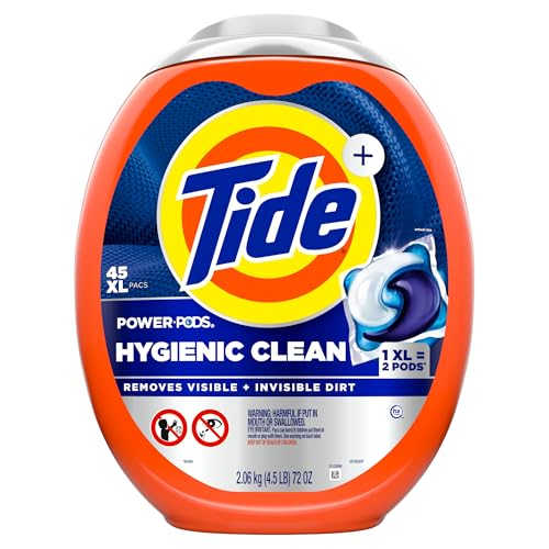 Tide Power PODs Hygienic Clean Heavy Duty Liquid Laundry Detergent Pacs, Free and Clear of Dyes and Perfumes, For Visible and Invisible Dirt, 45 Count, HE Compatible - Image 3