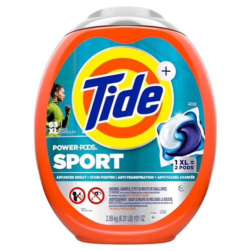 Tide Power PODS Laundry Detergent Soap Pacs with Febreze Sport, 63 Count, Laundry Pods with Febreze Freshness and Sport Odor Defense (133) - Image 3
