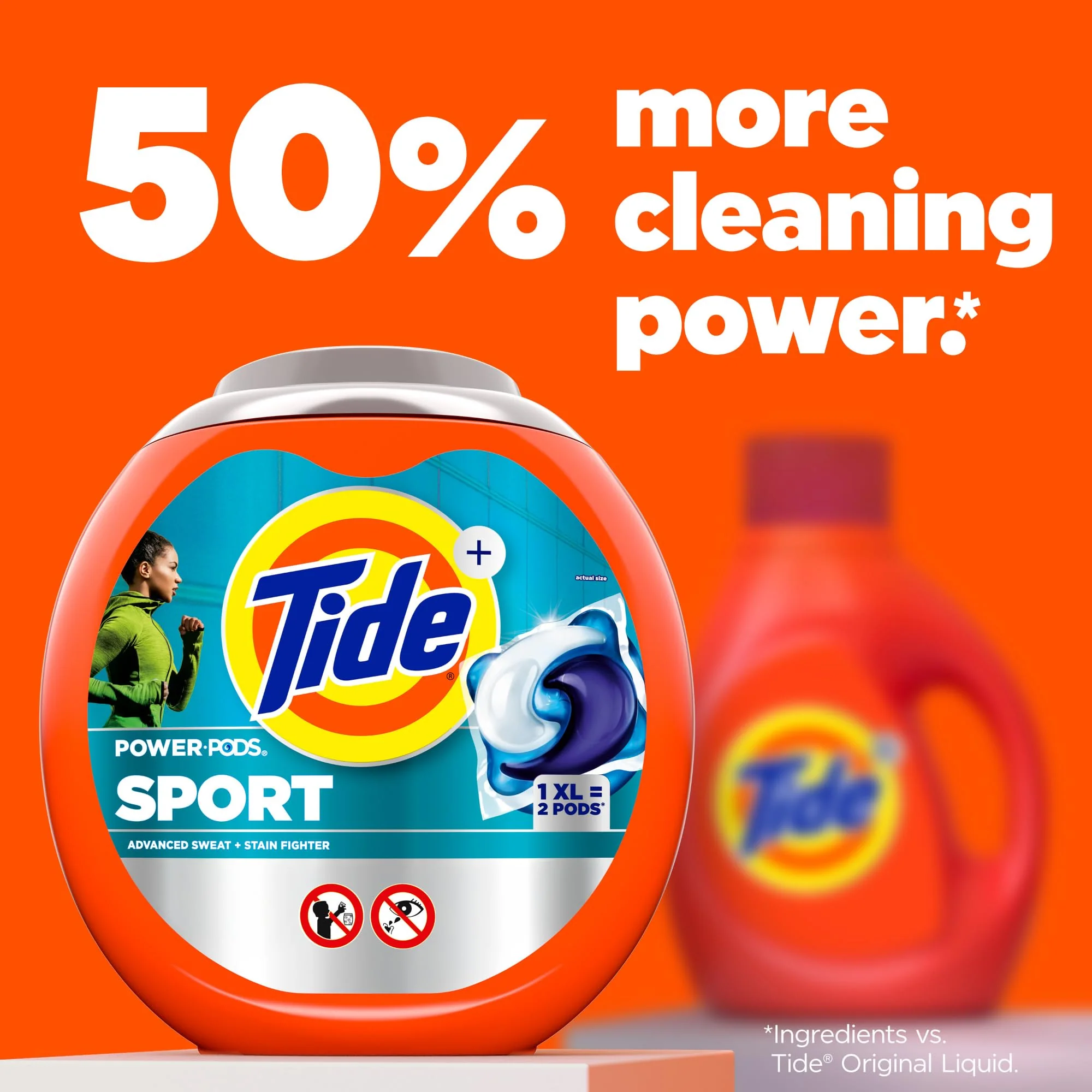 Tide Power PODS Laundry Detergent Soap Pacs with Febreze Sport, 63 Count, Laundry Pods with Febreze Freshness and Sport Odor Defense (133) - Image 6