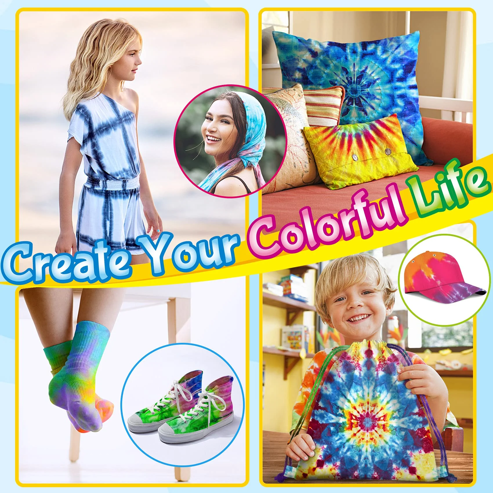 Tie Dye Kit for Kids Adults - Arts and Crafts Toy for Girls & Boys Ages 6-12 - Fabric Tye Dye Craft Kits 20 Colours, Birthday Christmas Gifts for Kids 3 4 5 6 7 8 9 10+ - Image 3