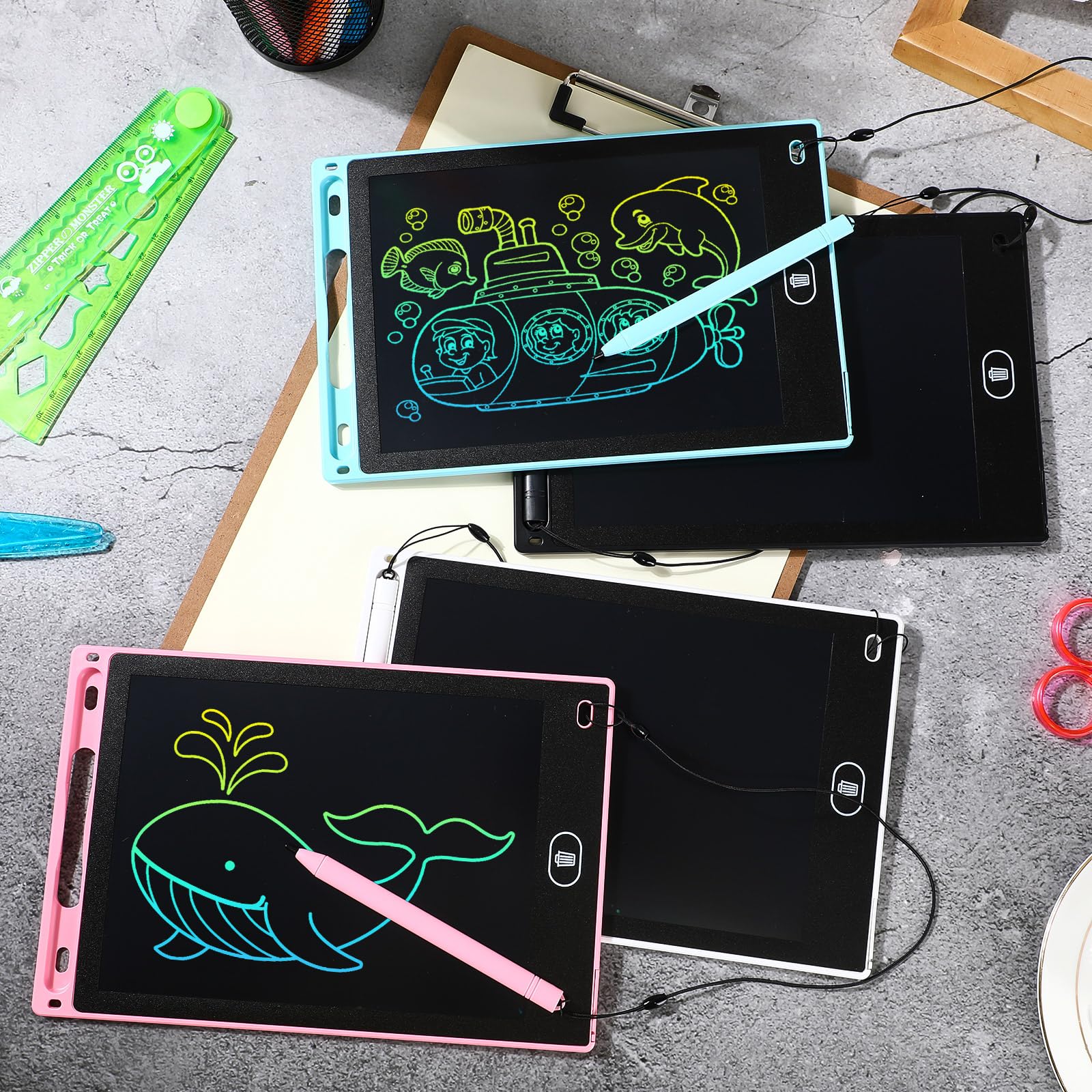 Tinlade 12 Pack LCD Writing Tablets for Kids, 8.5 Inch Erasable Doodle Boards Portable Electronic Drawing Pads, Learning Bulk Toys Gifts for Christmas School(Pink, Light Blue, White, Black) - Image 2