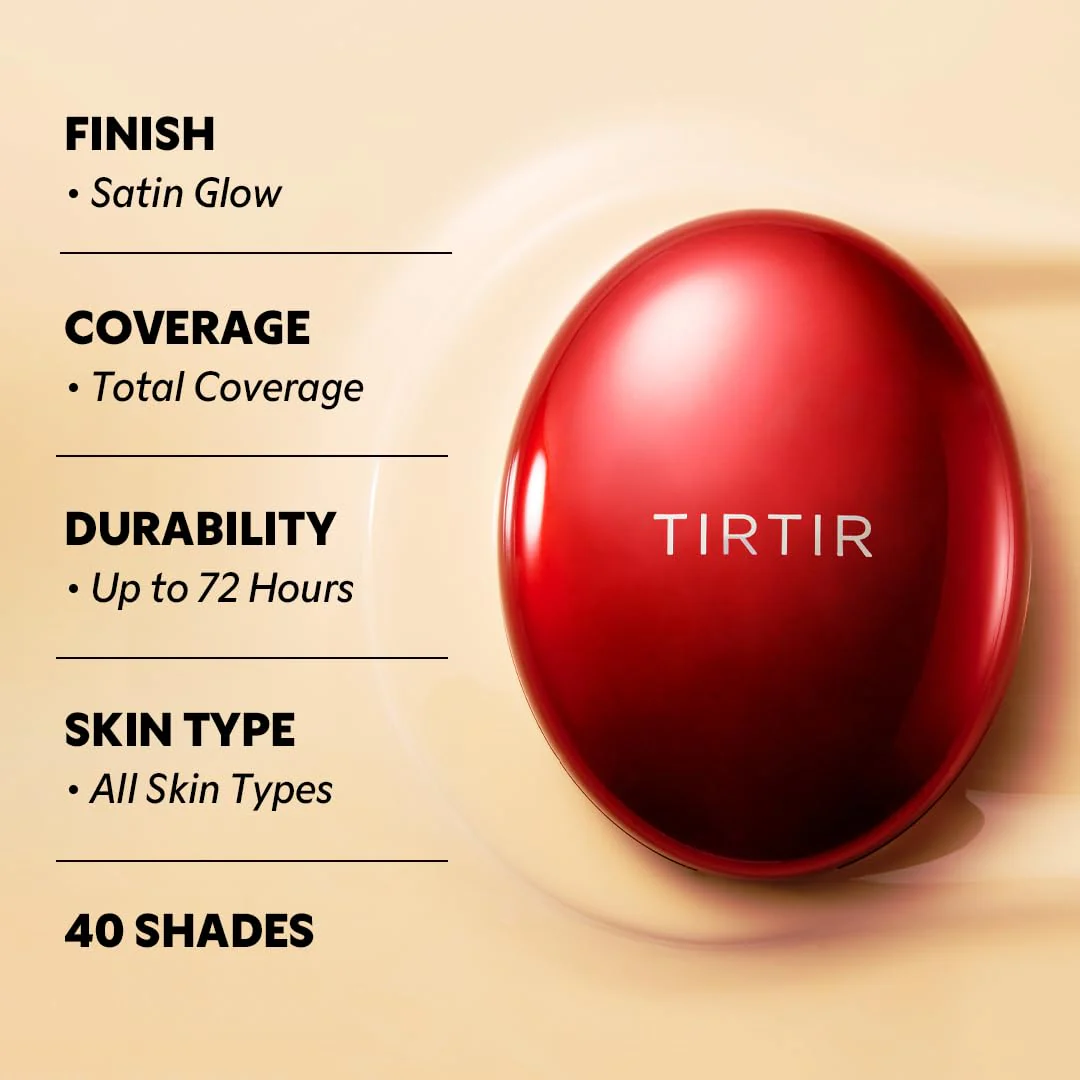 TIRTIR Mask Fit Red Cushion Foundation | Full coverage, Weightless, Skin fit, Satin Glow Finish, Korean Makeup, beauty, Tattoo cover up, Buildable (#13C Fair, 0.63 Fl Oz) - Image 5