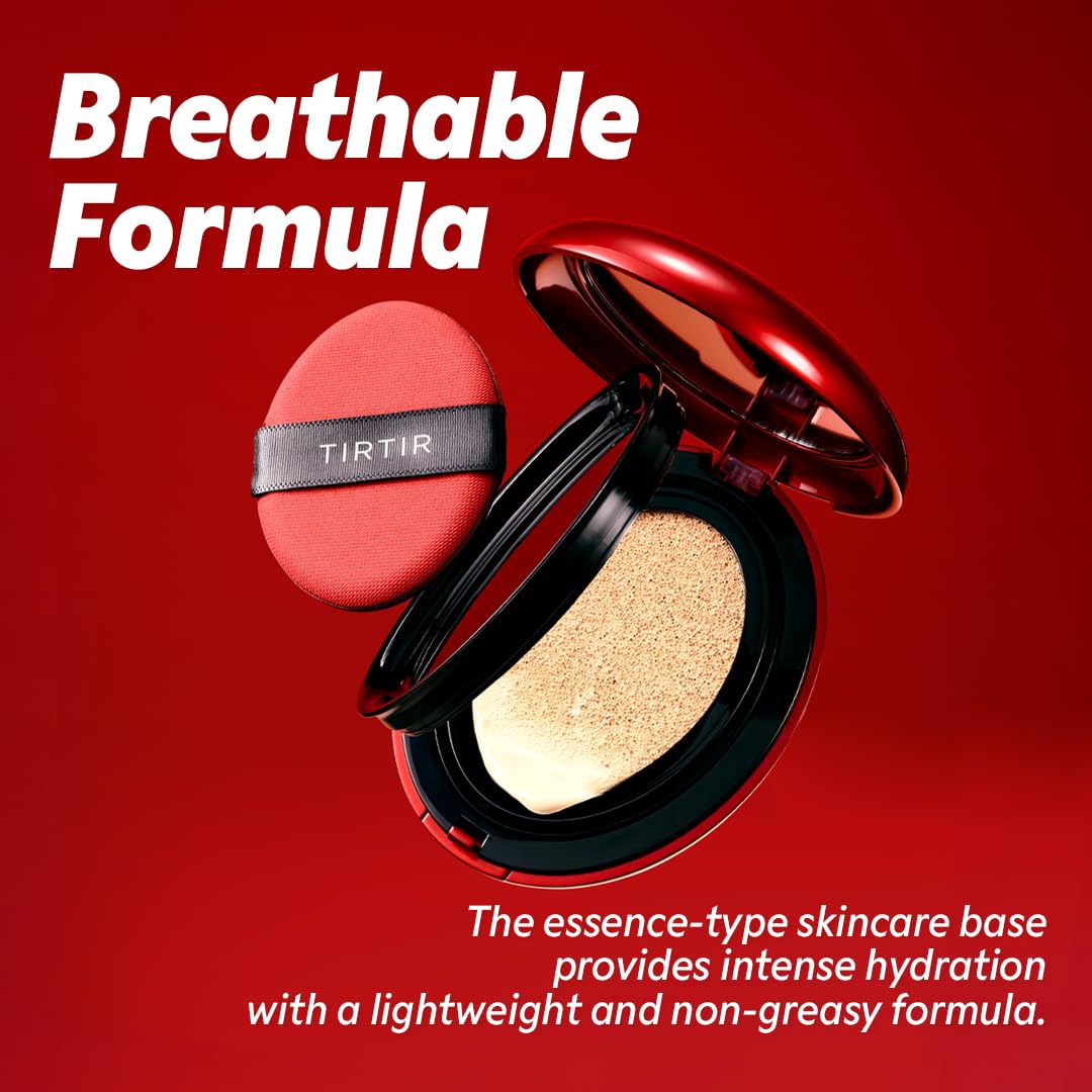 TIRTIR Mask Fit Red Cushion Foundation | Full coverage, Weightless, Skin fit, Satin Glow Finish, Korean Makeup, beauty, Tattoo cover up, Buildable (#21W Natural Ivory, 0.63 Fl Oz) - Image 4