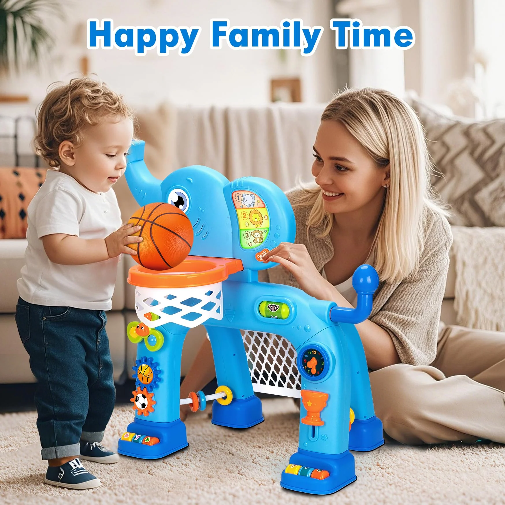 Toddler Basketball Hoop & Soccer Goal, Toys for 1 2 3 Year Old Boys Girls, Kids Sports Toy with Light Sound Music, Montessori Toys for Baby 12-18 Months, Christmas Birthday Gifts for Ages 1-3(Blue) - Image 3