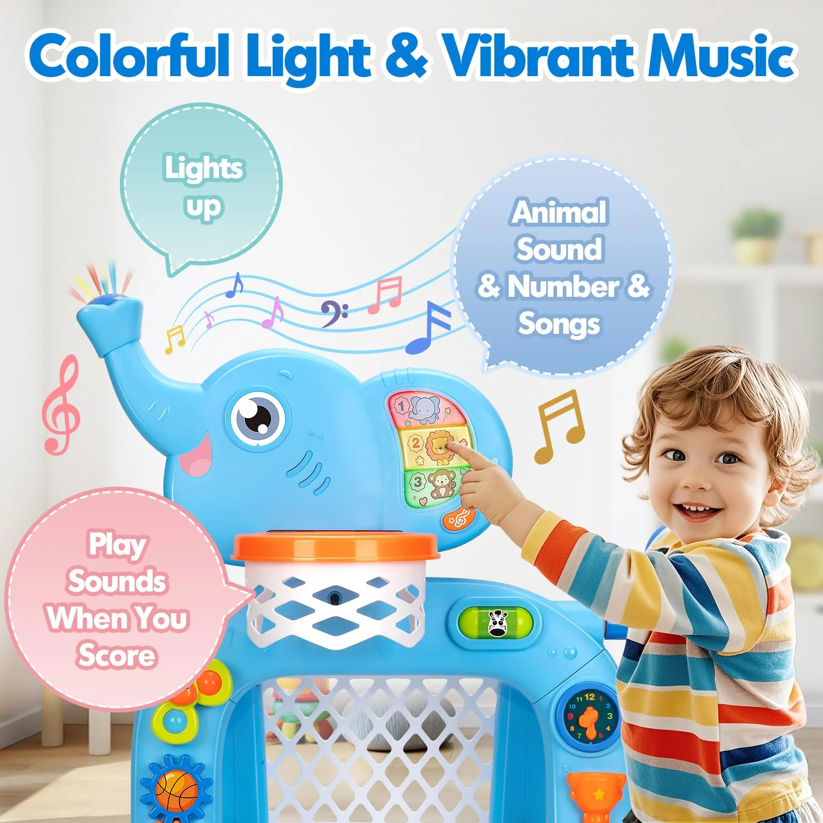 Toddler Basketball Hoop & Soccer Goal, Toys for 1 2 3 Year Old Boys Girls, Kids Sports Toy with Light Sound Music, Montessori Toys for Baby 12-18 Months, Christmas Birthday Gifts for Ages 1-3(Blue) - Image 5
