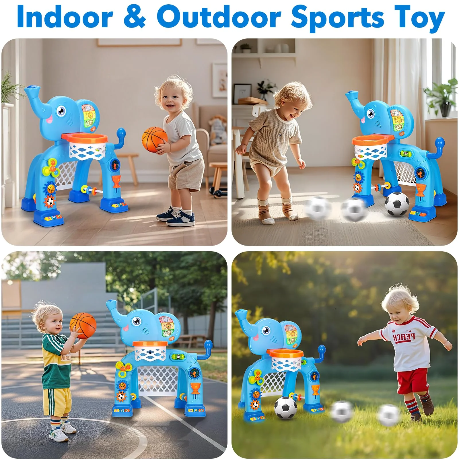 Toddler Basketball Hoop & Soccer Goal, Toys for 1 2 3 Year Old Boys Girls, Kids Sports Toy with Light Sound Music, Montessori Toys for Baby 12-18 Months, Christmas Birthday Gifts for Ages 1-3(Blue) - Image 7