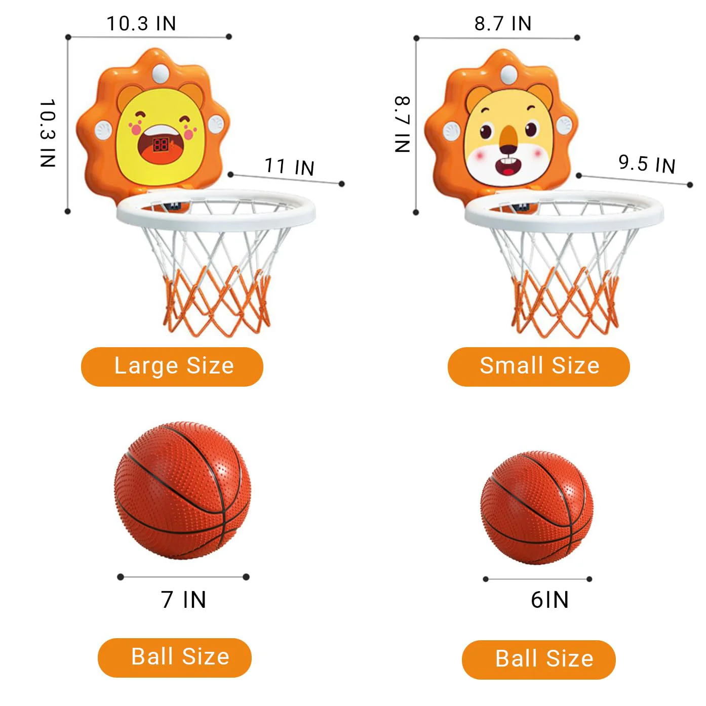 Toddler Kids Basketball Hoop Indoor Toys,Scoreboard Portable Design Adjustable Height,Christmas Birthday Baby Toddler Kids Boys Small Mini Basketball Hoop Gifts Toys (Orange, Large) - Image 2