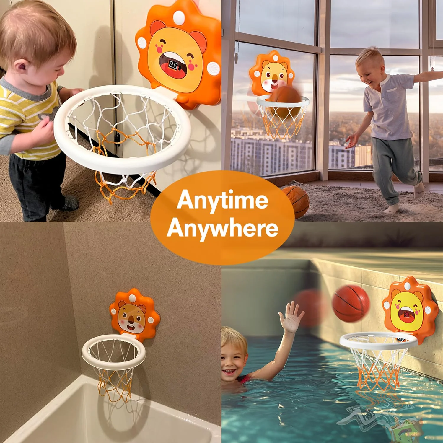 Toddler Kids Basketball Hoop Indoor Toys,Scoreboard Portable Design Adjustable Height,Christmas Birthday Baby Toddler Kids Boys Small Mini Basketball Hoop Gifts Toys (Orange, Large) - Image 3