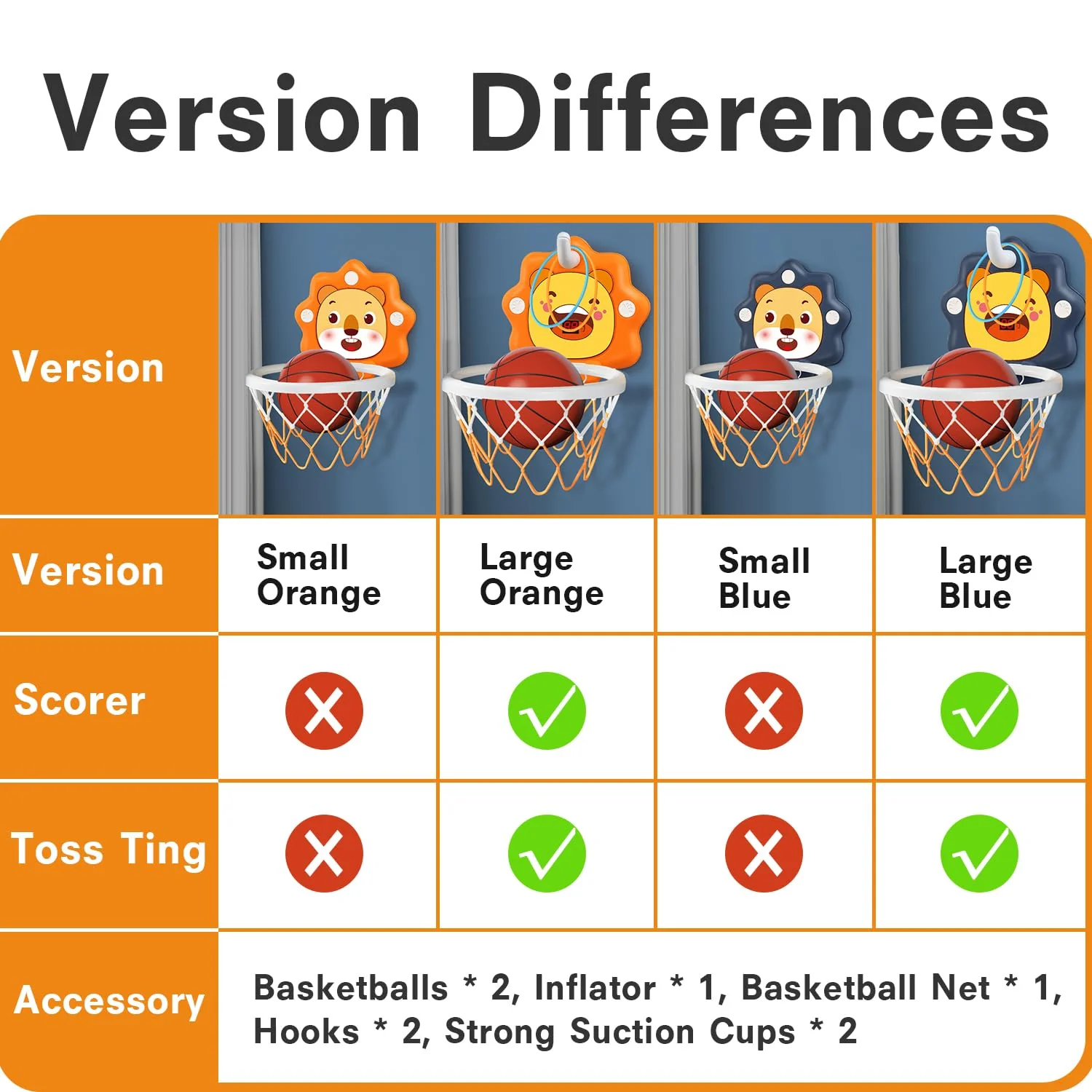 Toddler Kids Basketball Hoop Indoor Toys,Scoreboard Portable Design Adjustable Height,Christmas Birthday Baby Toddler Kids Boys Small Mini Basketball Hoop Gifts Toys (Orange, Large) - Image 6