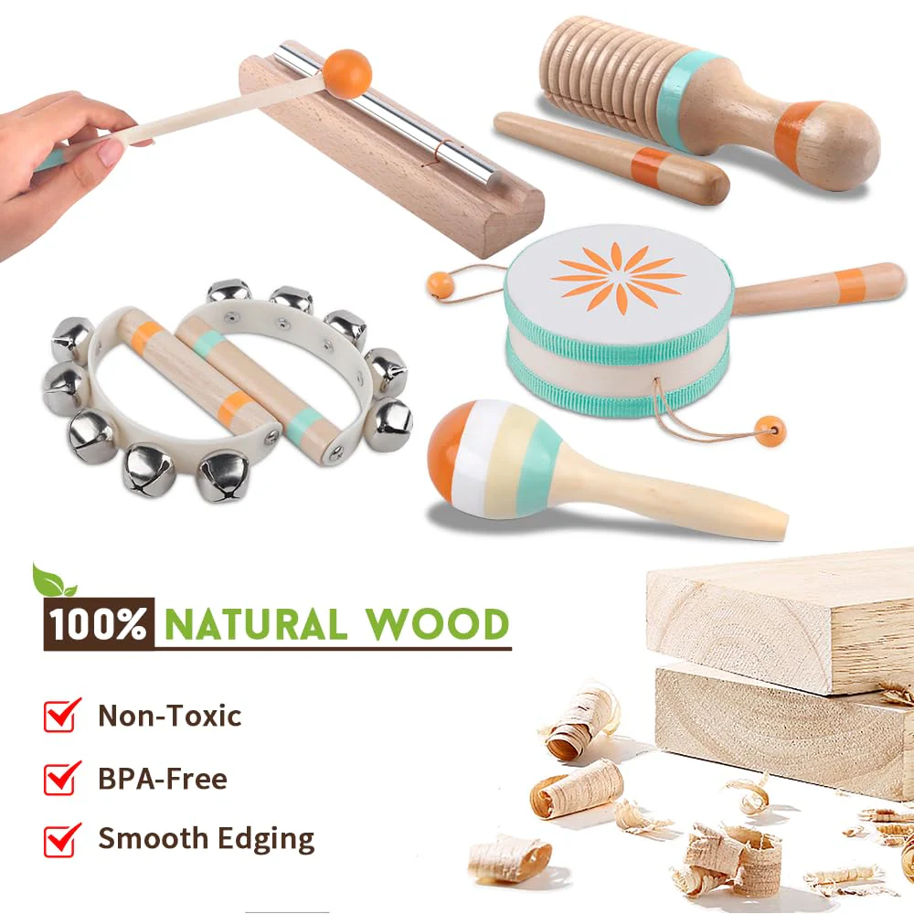 Toddlers Musical Instruments-Baby Montessori Wooden Musical Toys for Toddlers 1-3 Year Old,Kids Percussion Instruments Toy for Preschool Kids,Christmas Birthday Gift for Baby Boys Girls - Image 4