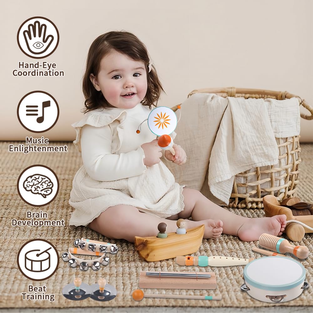 Toddlers Musical Instruments-Baby Montessori Wooden Musical Toys for Toddlers 1-3 Year Old,Kids Percussion Instruments Toy for Preschool Kids,Christmas Birthday Gift for Baby Boys Girls - Image 5