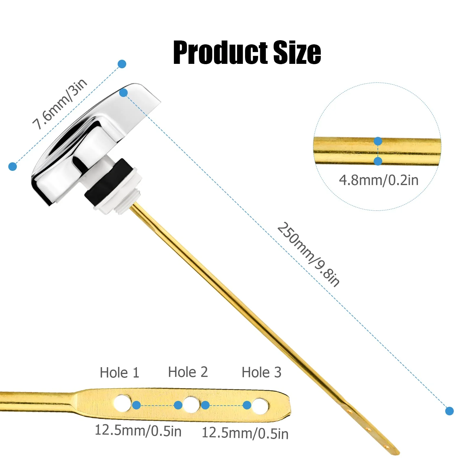 Toilet Handle Replacement Parts, Toilet Tank Flush Lever for TOTO THU004-CP Trip Lvr for St701Cst854884 for TOTO ST701, CST853, CST854, CST884, CST604CEF, CST614CEF Flush Handle - Image 2