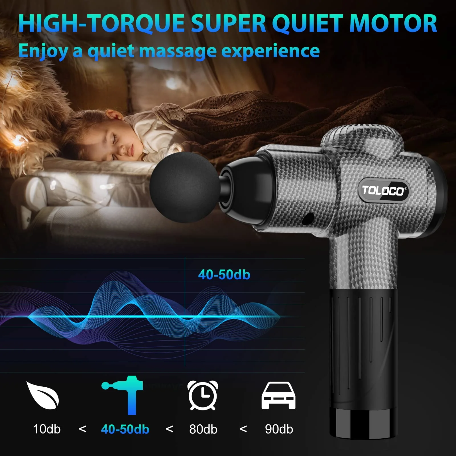 TOLOCO Massage Gun, Deep Tissue Back Massager for Athletes with 10 Massage Heads, Electric Muscle Percussion Massager for Any Pain Relief, FSA and HSA Eligible, Gifts for Fathers Day, Carbon - Image 5
