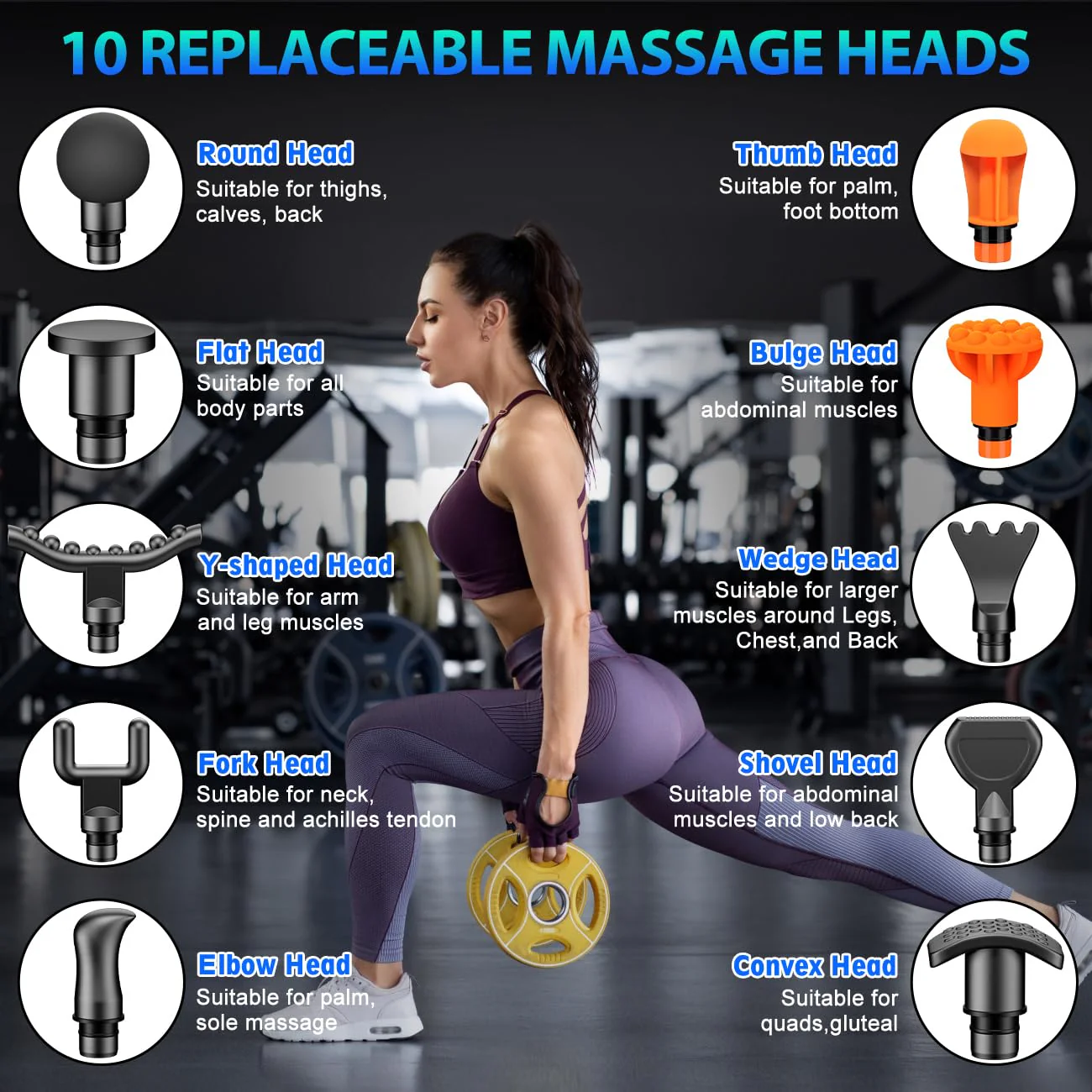TOLOCO Massage Gun, Muscle Massage Gun Deep Tissue for Athletes with 10 Massage Heads, Electric Percussion Massager for Any Pain Relief, Gifts for Fathers Day, Silver - Image 4