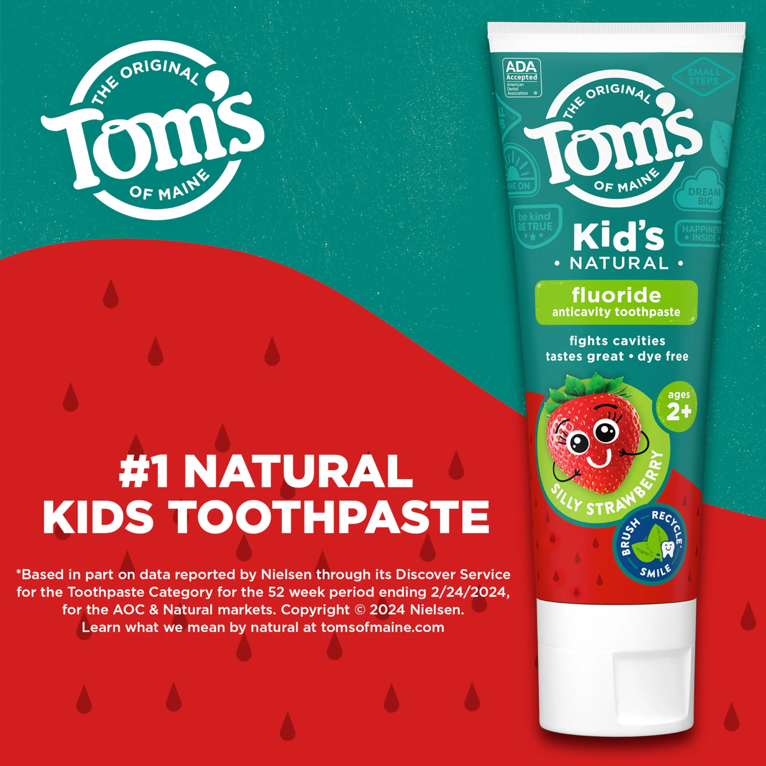 Tom's of Maine ADA Approved Fluoride Kids Toothpaste, Natural Toothpaste, Dye Free, No Artificial Preservatives, Silly Strawberry, 5.1 oz. 3-Pack (Packaging May Vary) - Image 9