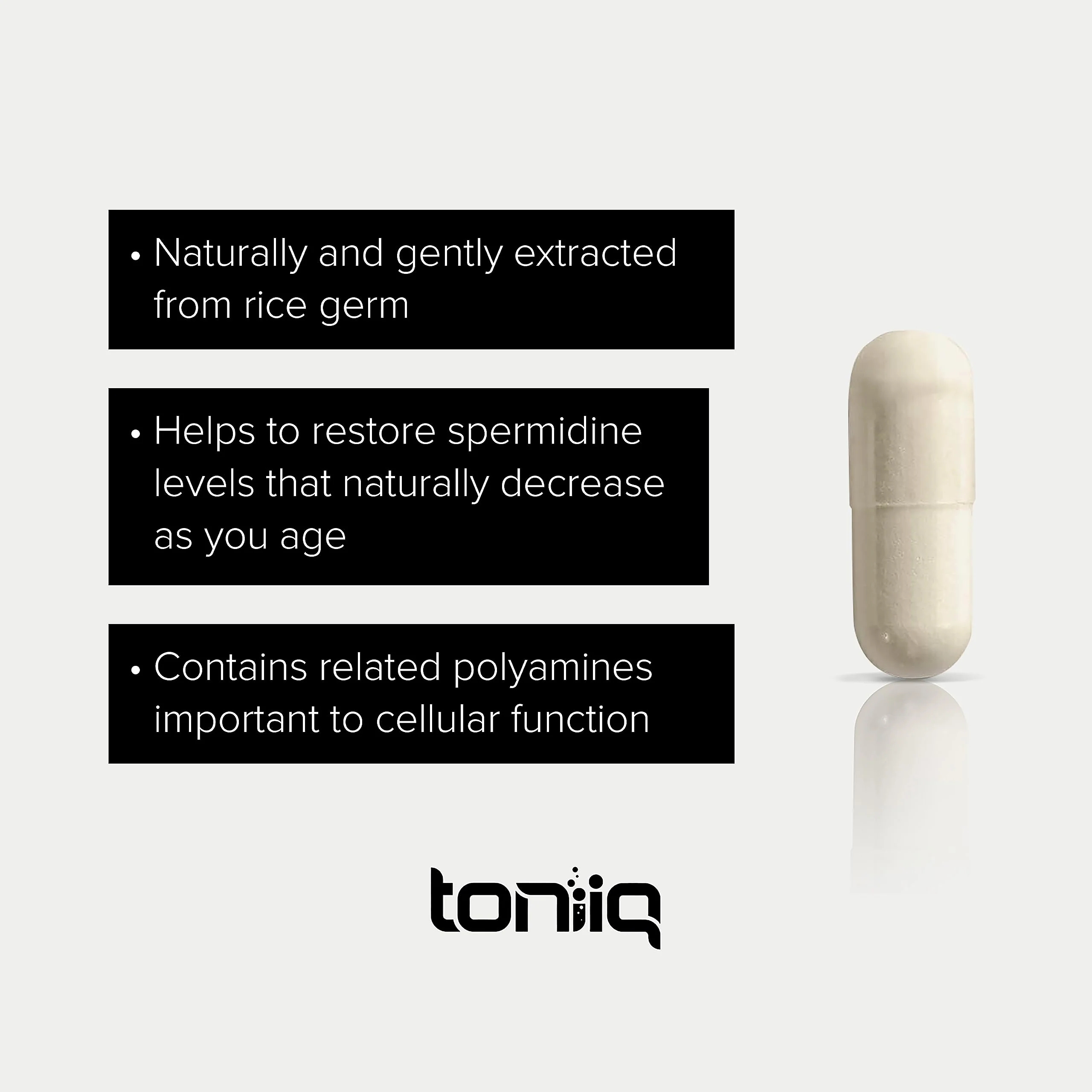 Toniiq Ultra Concentrated 500mg Spermidine Supplements for Men and Women - Non-Synthetic Spermidine Standardized to No Less Than 1% Spermidine - 5mg Spermidine per Serving Rice Germ Extract - Image 7