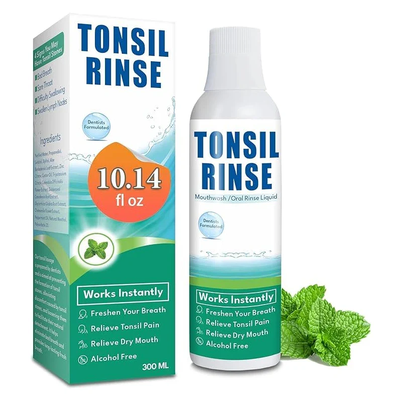 Tonsil Rinse-Tonsil Stone Remover Mouthwash,Natural Mouthwash Soothe Tonsils,Fight Bad Breath,Relieve Dry Mouth-Alcohol-Free,Breath Freshening,Mint Flavor-10 FL OZ