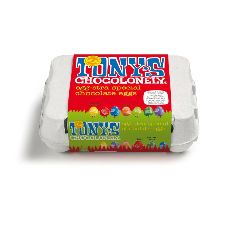 Tony's Chocolonely Easter Eggs Assortment - 12 Easter Eggs in Foil - Fairtrade Belgian Chocolate - Easter Gifts - Chocolate Box - Mini Eggs - Family Chocolate - Image 5