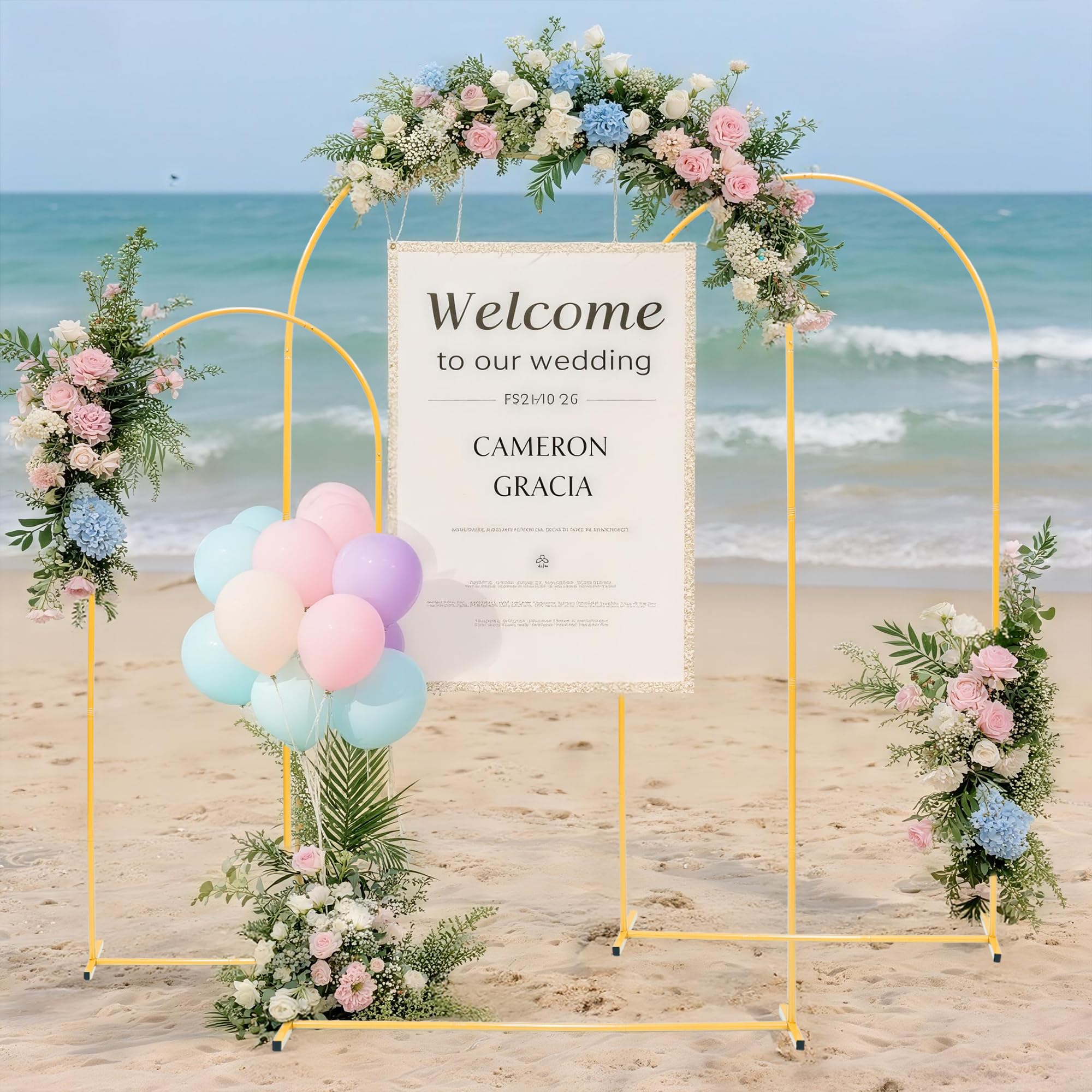 Toodour Arch Backdrop Stand 7.2FT, 6FT Set of 2 Gold Metal Wedding Balloon Arch Stand for Birthday Anniversary Graduation Ceremony Opening Ceremonies Christmas New Year Garden Decorations - Image 2
