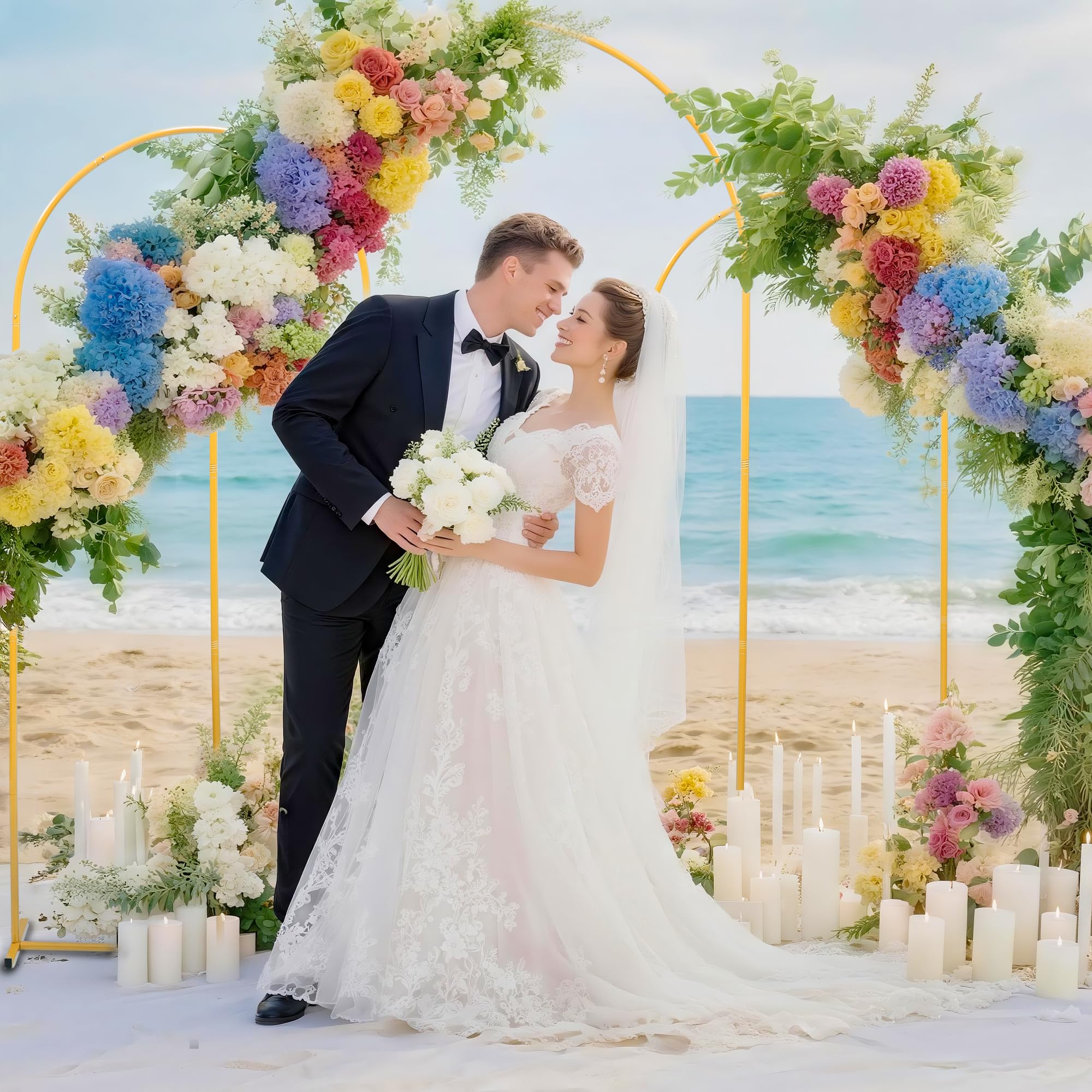 Toodour Arch Backdrop Stand 7.2FT, 6FT Set of 2 Gold Metal Wedding Balloon Arch Stand for Birthday Anniversary Graduation Ceremony Opening Ceremonies Christmas New Year Garden Decorations - Image 9